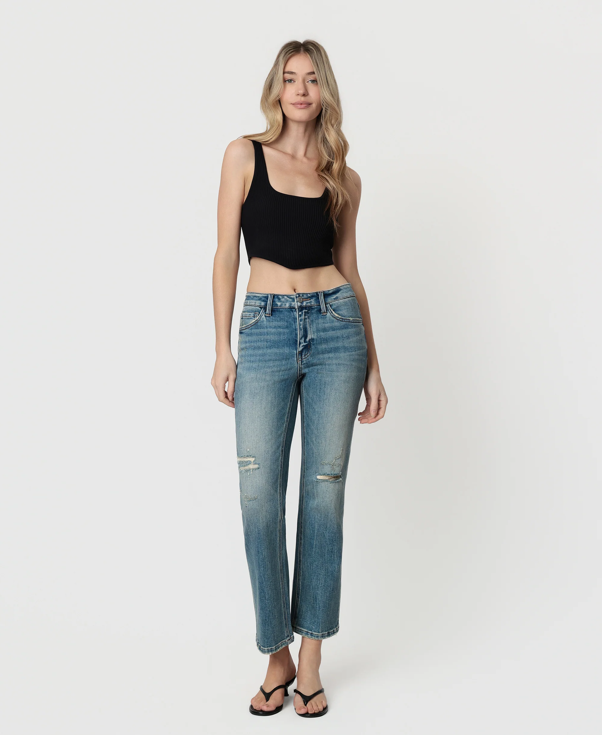 Apollo - Mid Rise Tinted Ankle Straight Jeans