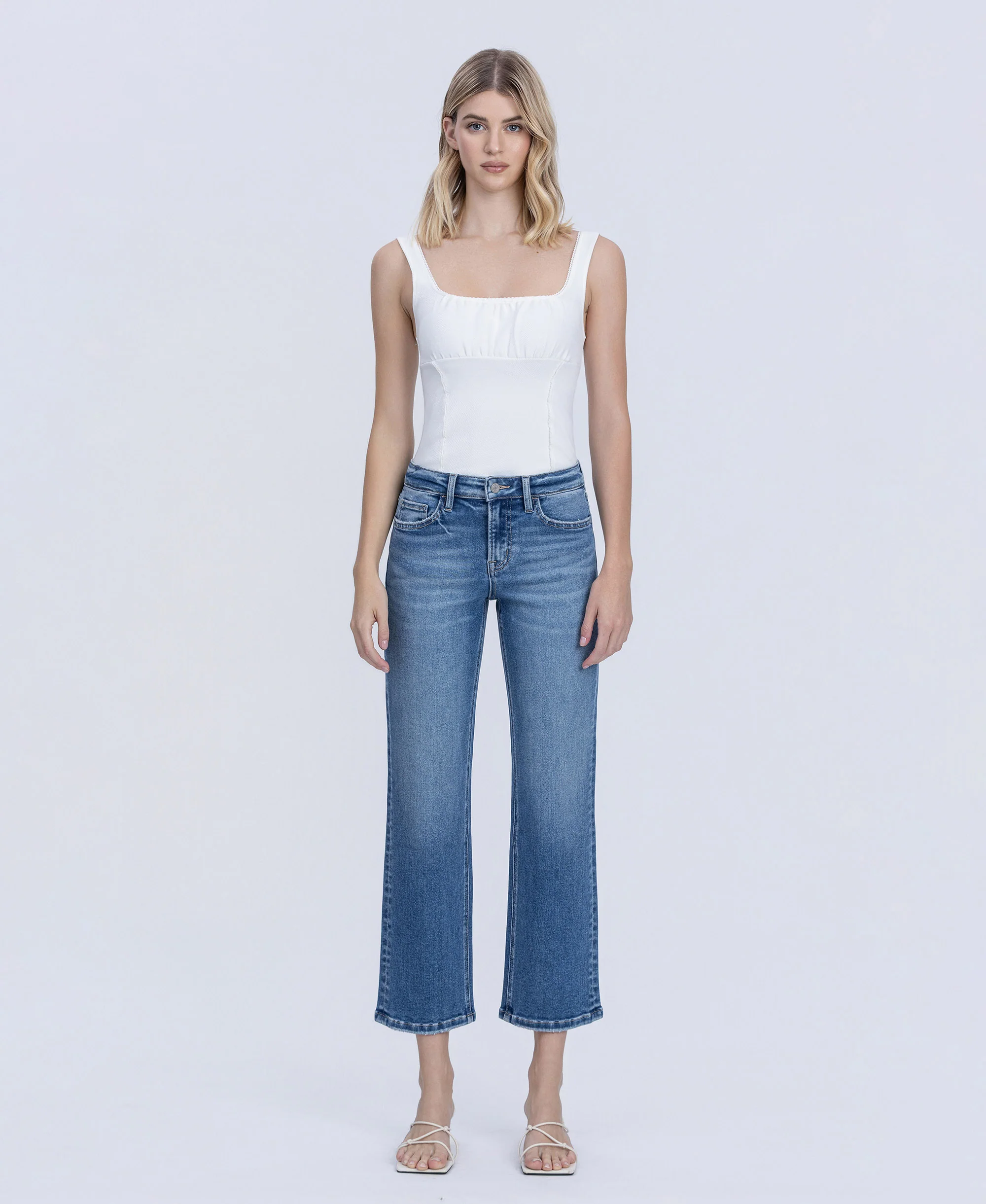 Aventurine - Mid Rise Ankle Straight Jeans