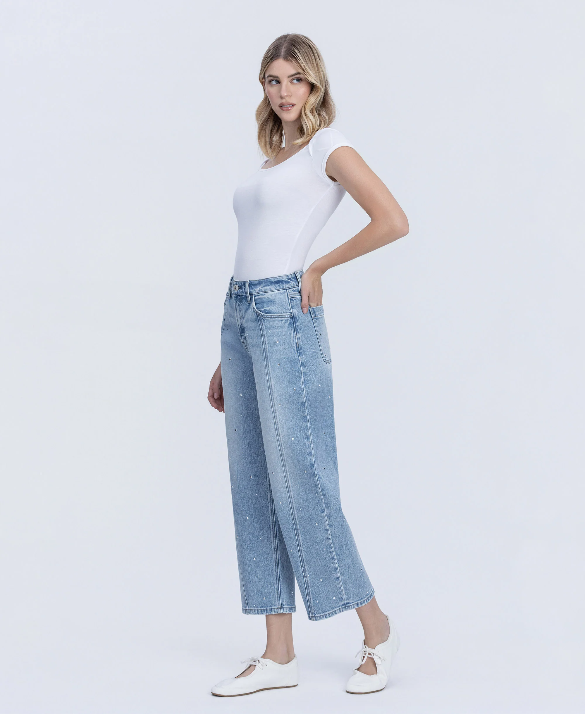 Brilliant - High Rise Hotfix Embellished Barrel Jeans - Image 3
