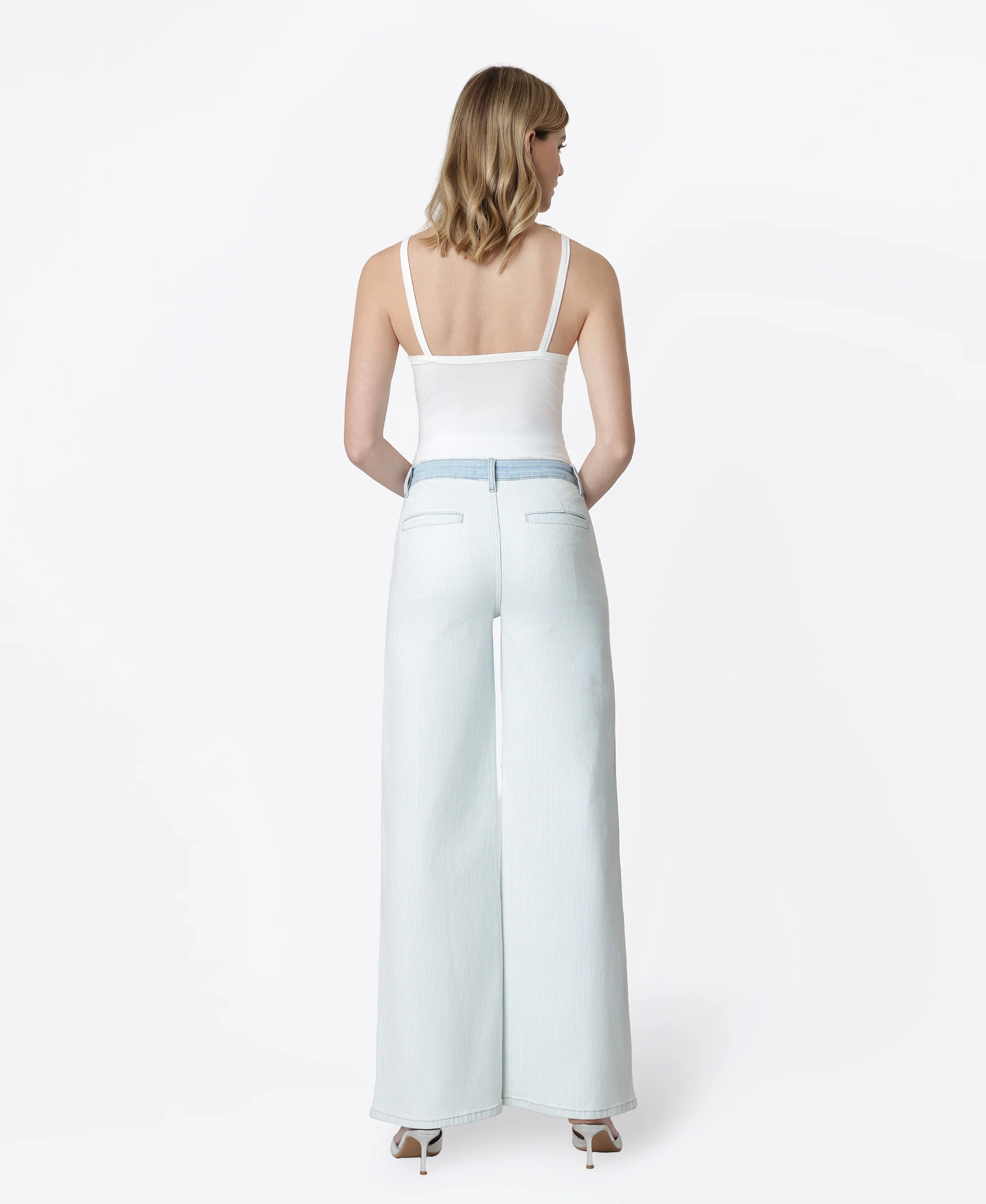 Castle Rock - High Rise Contrast WB Striped Wide Leg Jeans - Image 2