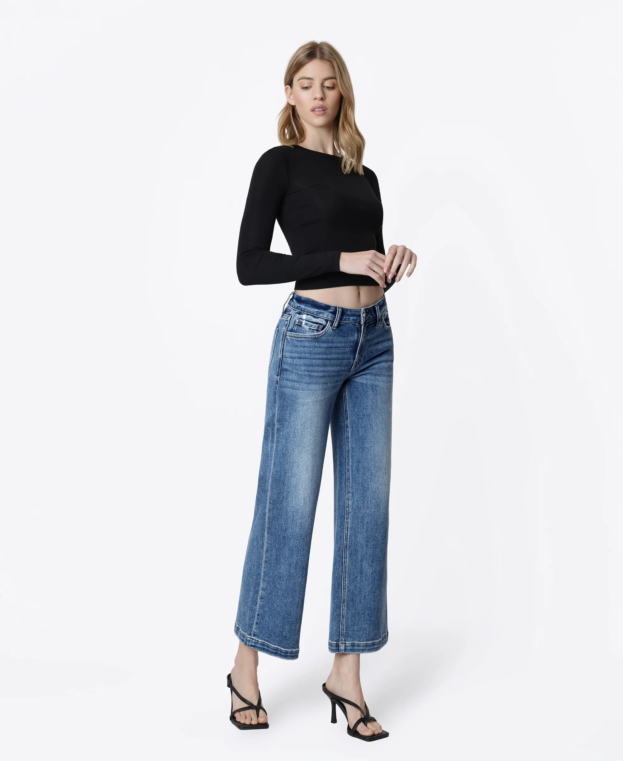 Cherish - Mid Rise Ankle Wide Leg Jeans - Image 4