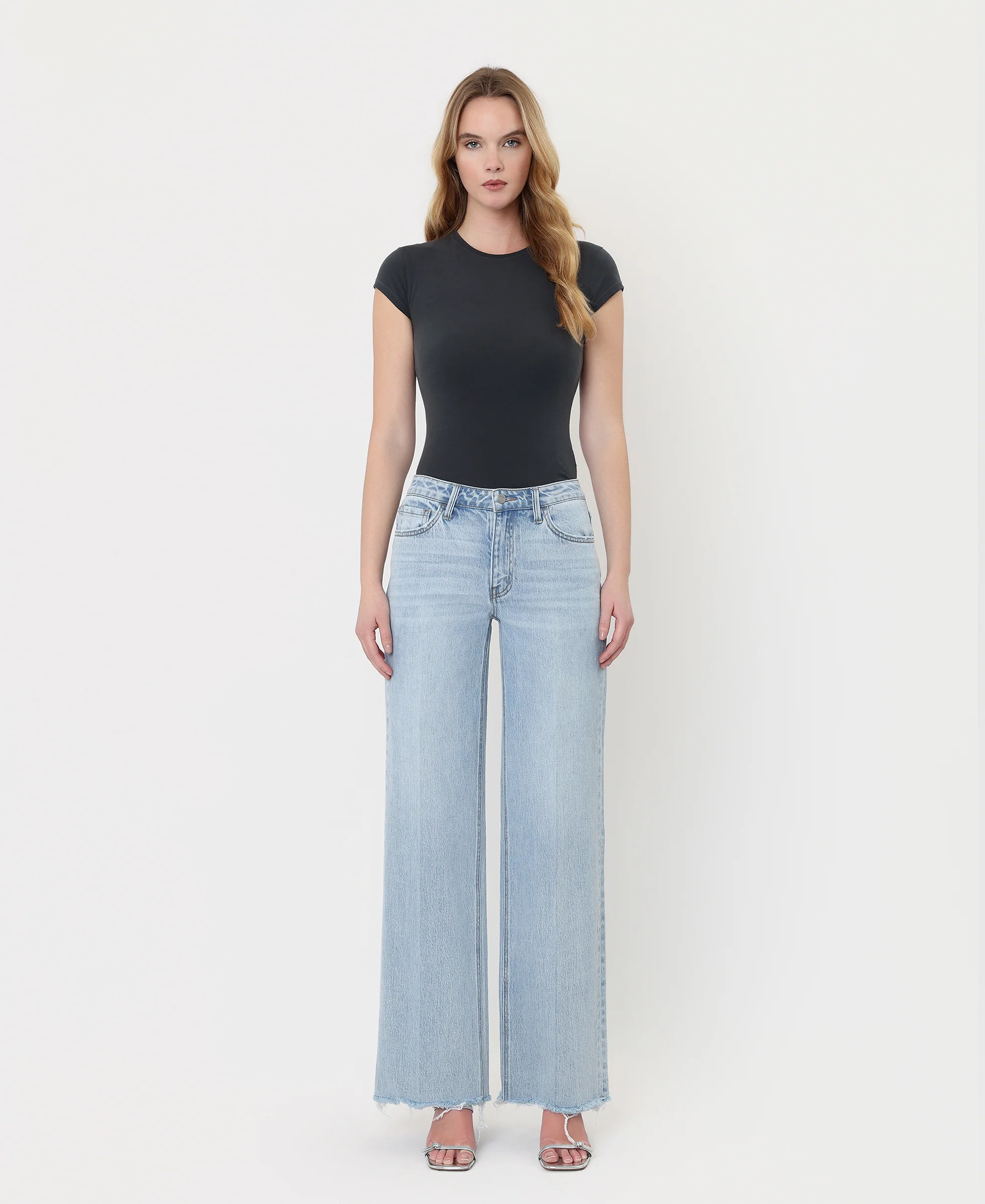 Comet - High Rise Trouser Fold Creased Wide Leg Jeans