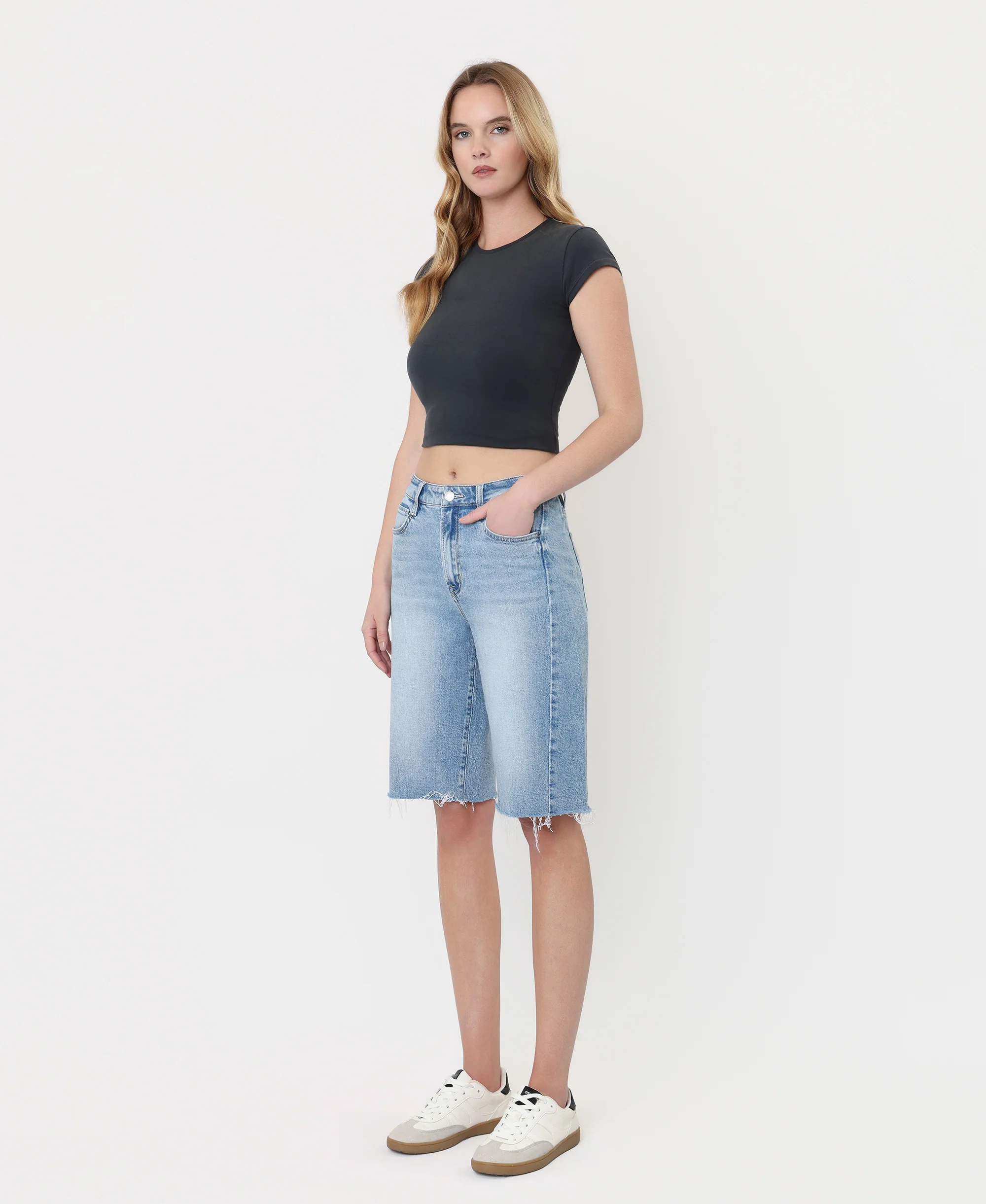 Conciliate - Super High Rise Side Seam Denim Jorts - Image 3