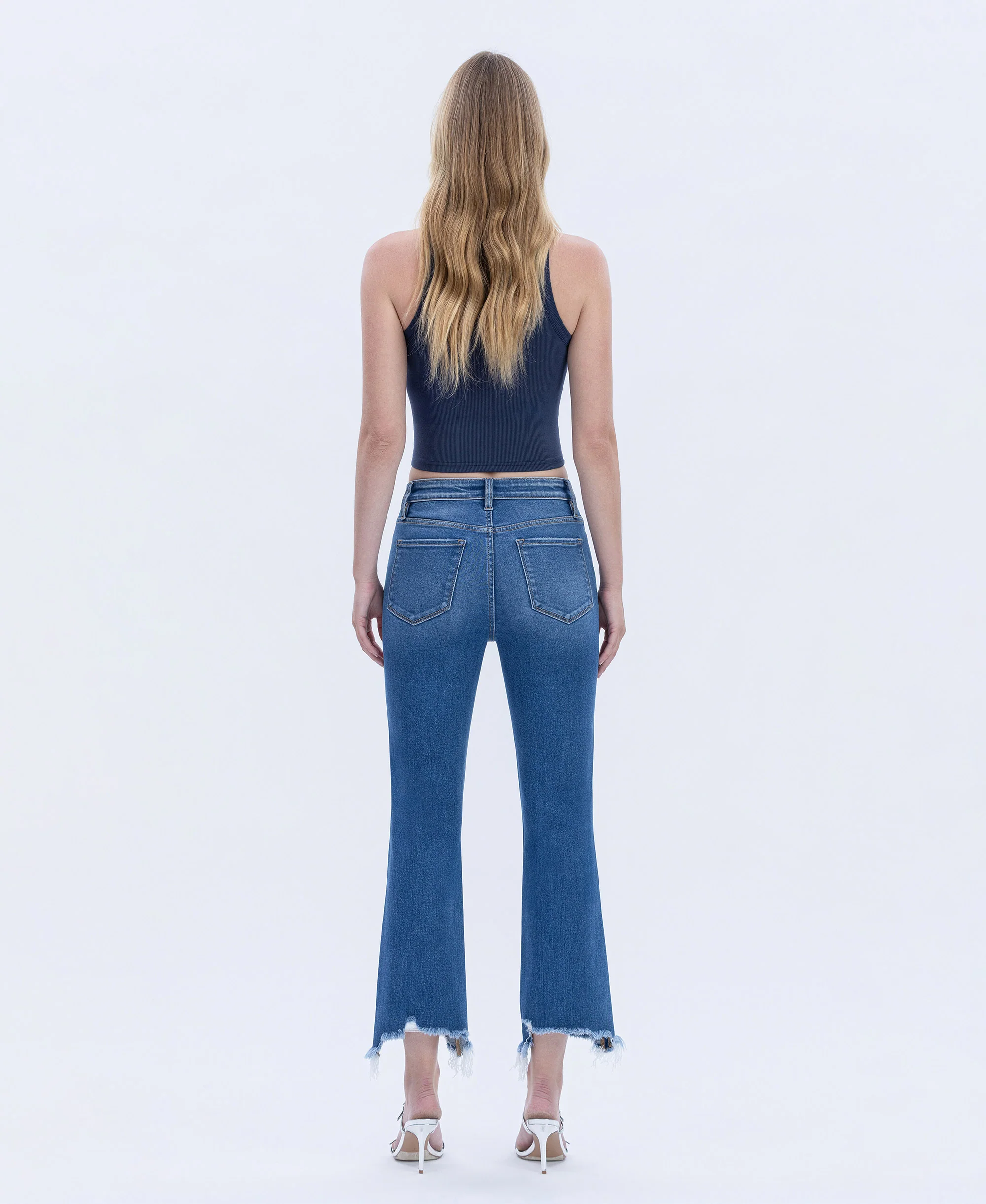Divine - High Rise Distressed Hem Kick Flare Jeans - Image 2