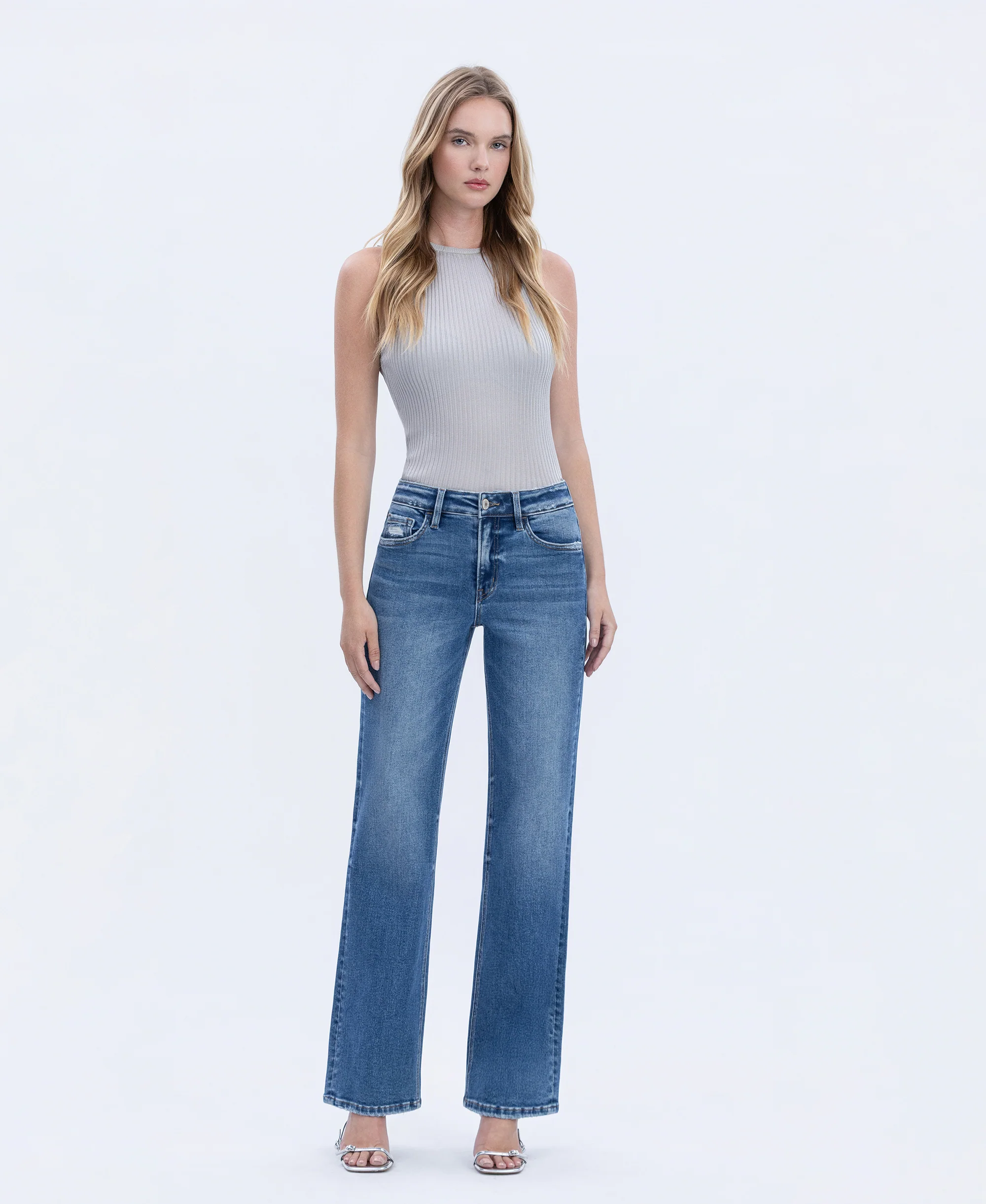 Dreamland - High Rise Full Length Slim Wide Leg Jeans
