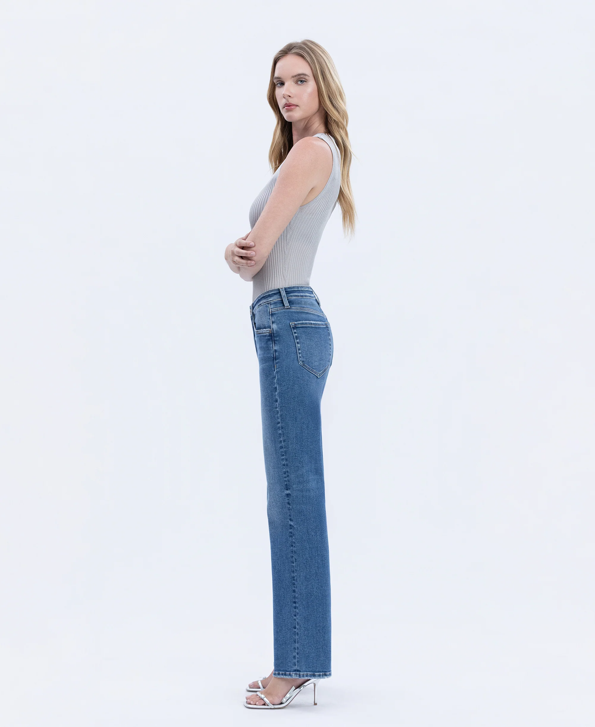 Dreamland - High Rise Full Length Slim Wide Leg Jeans - Image 3