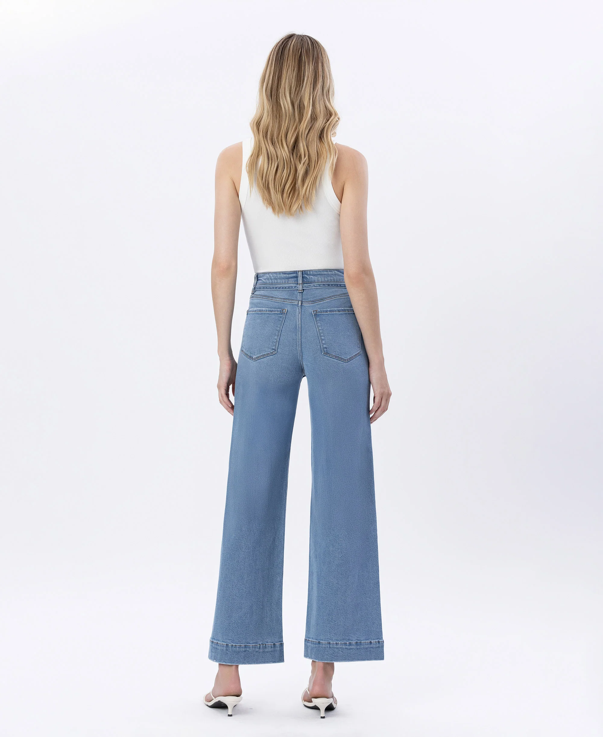 Elatedly - Super High Rise Tie Waist Trouser Wide Leg Jeans - Image 2