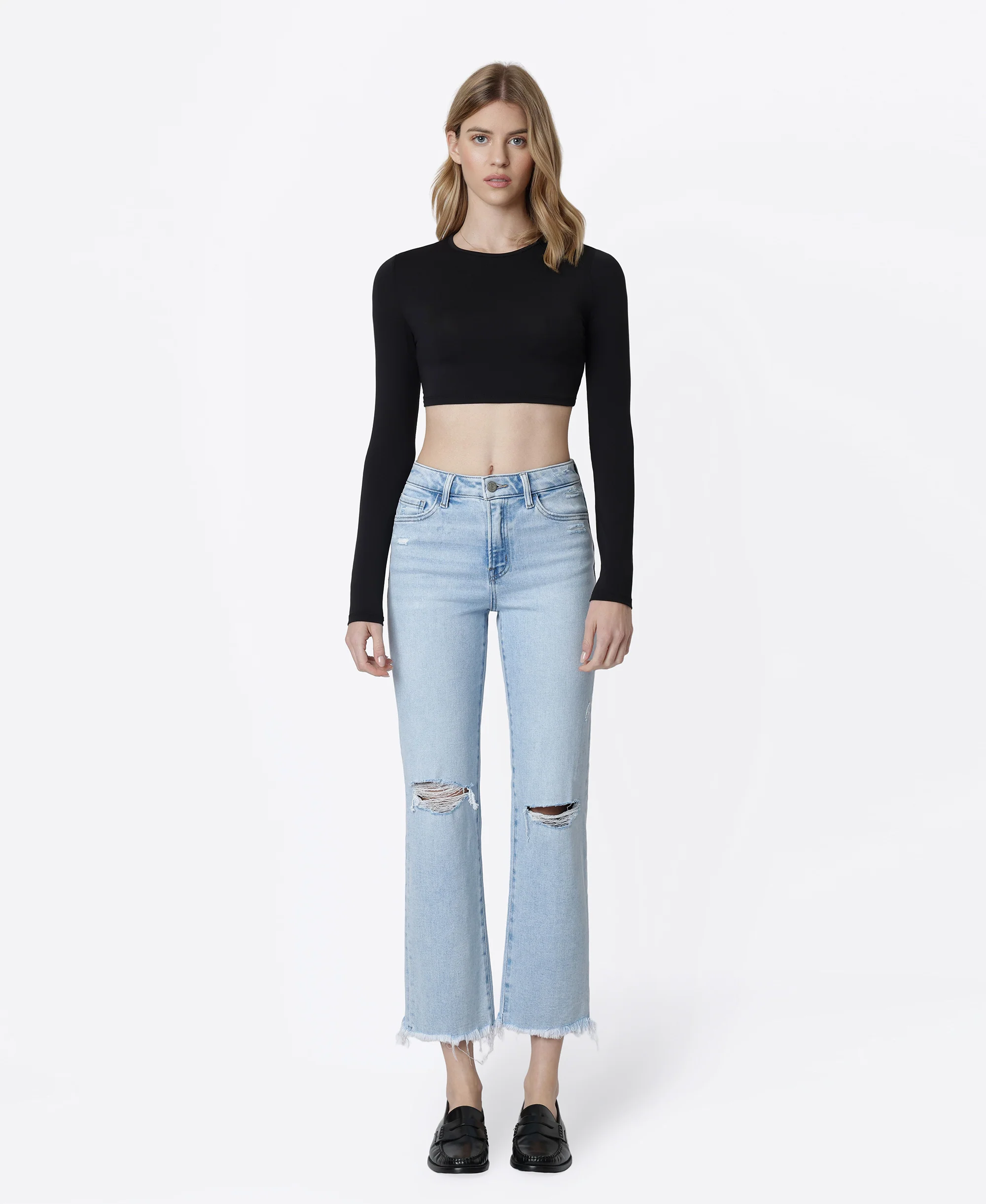 Electrostatic - High Rise Distressed Ankle Straight Jeans