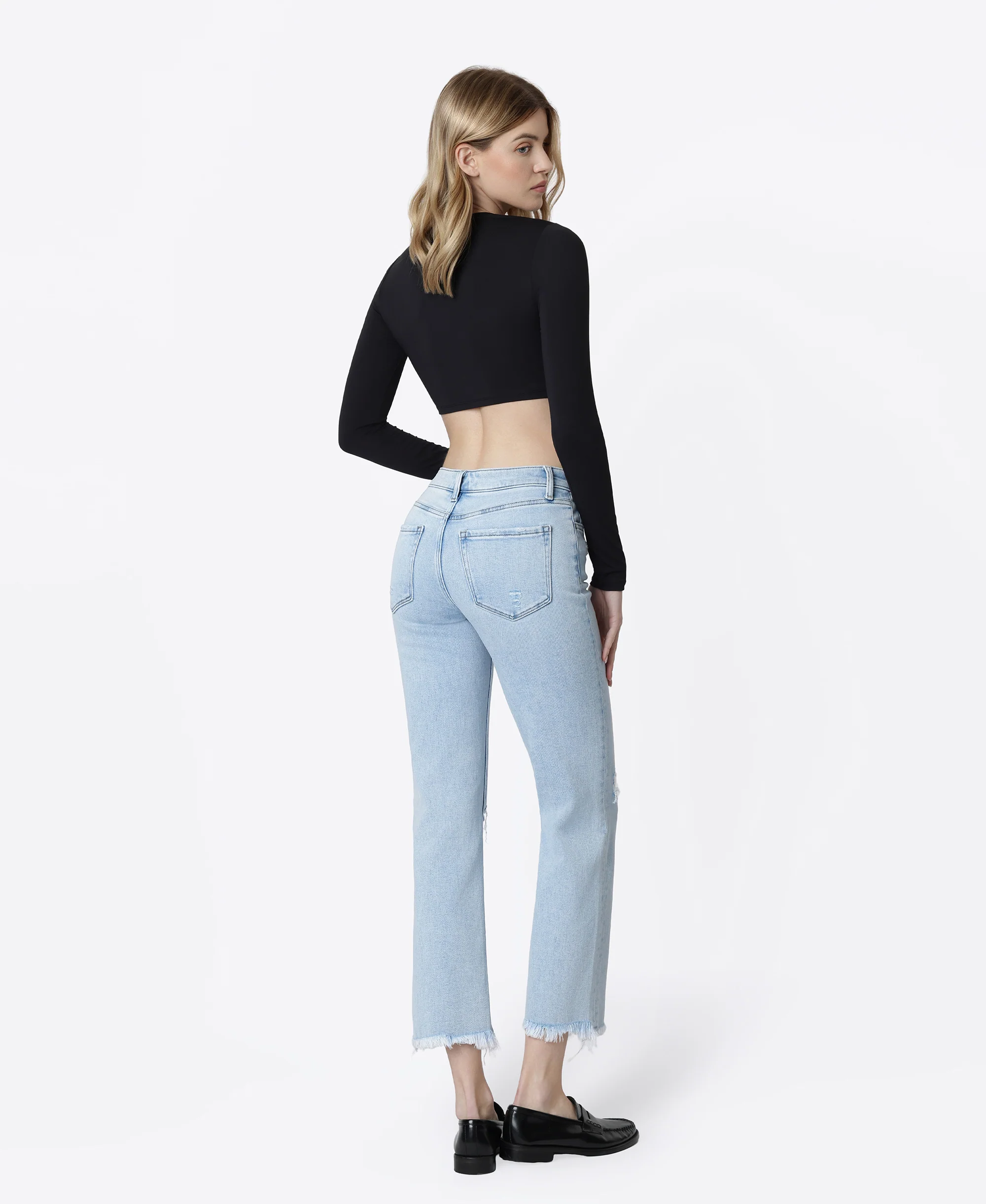 Electrostatic - High Rise Distressed Ankle Straight Jeans - Image 2
