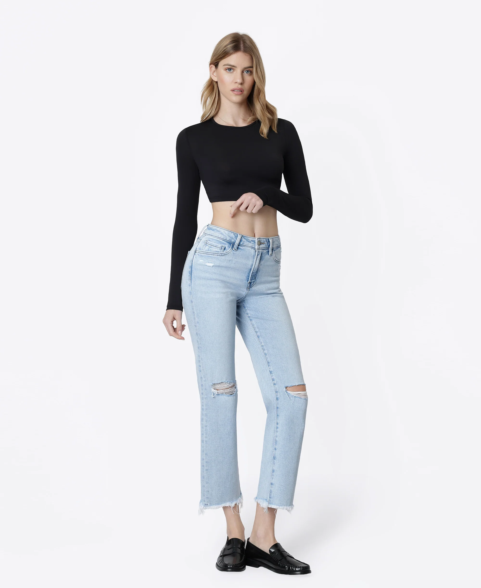 Electrostatic - High Rise Distressed Ankle Straight Jeans - Image 4