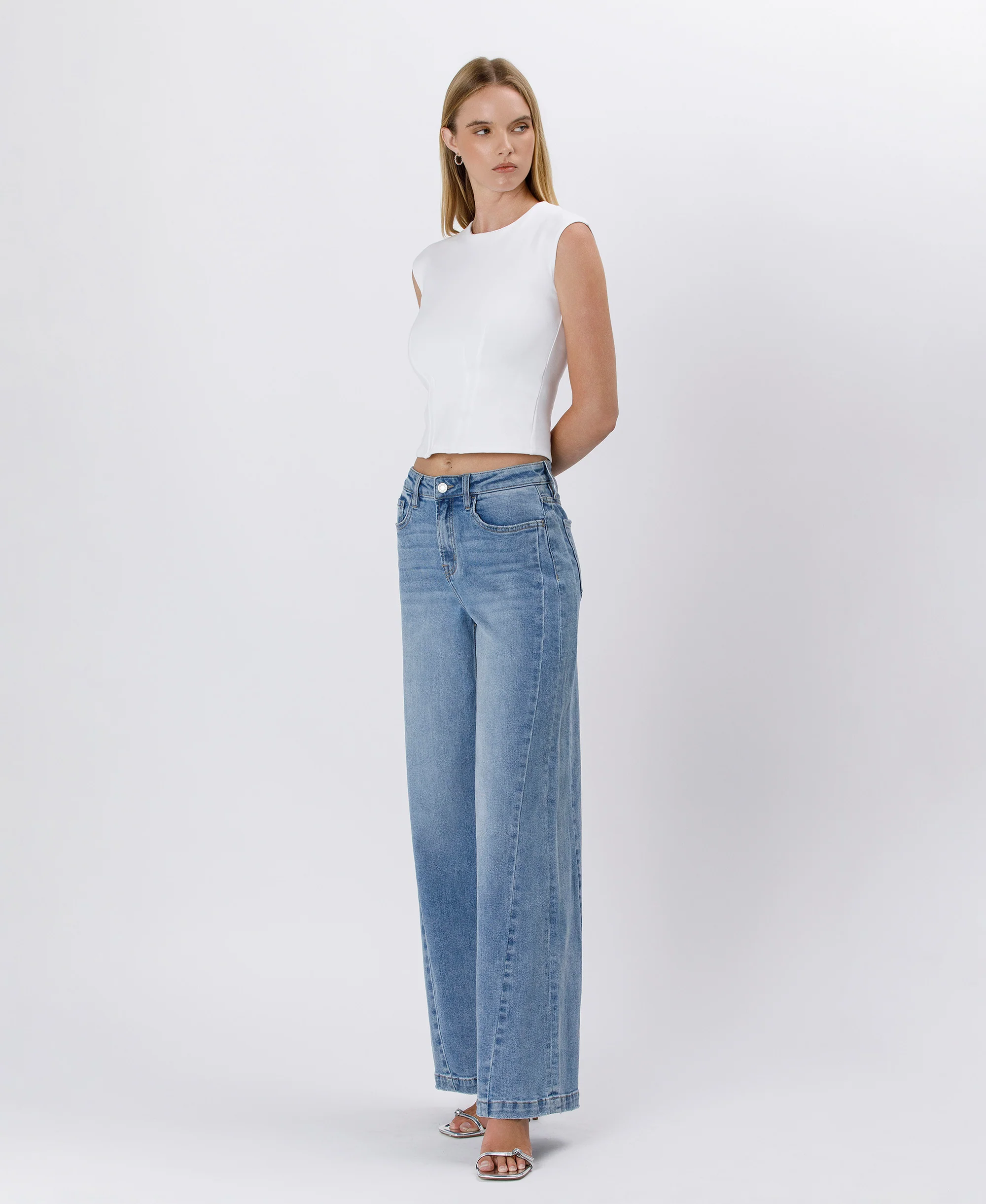 Enthuse - High Rise Seam Detail Palazzo Jeans - Image 3
