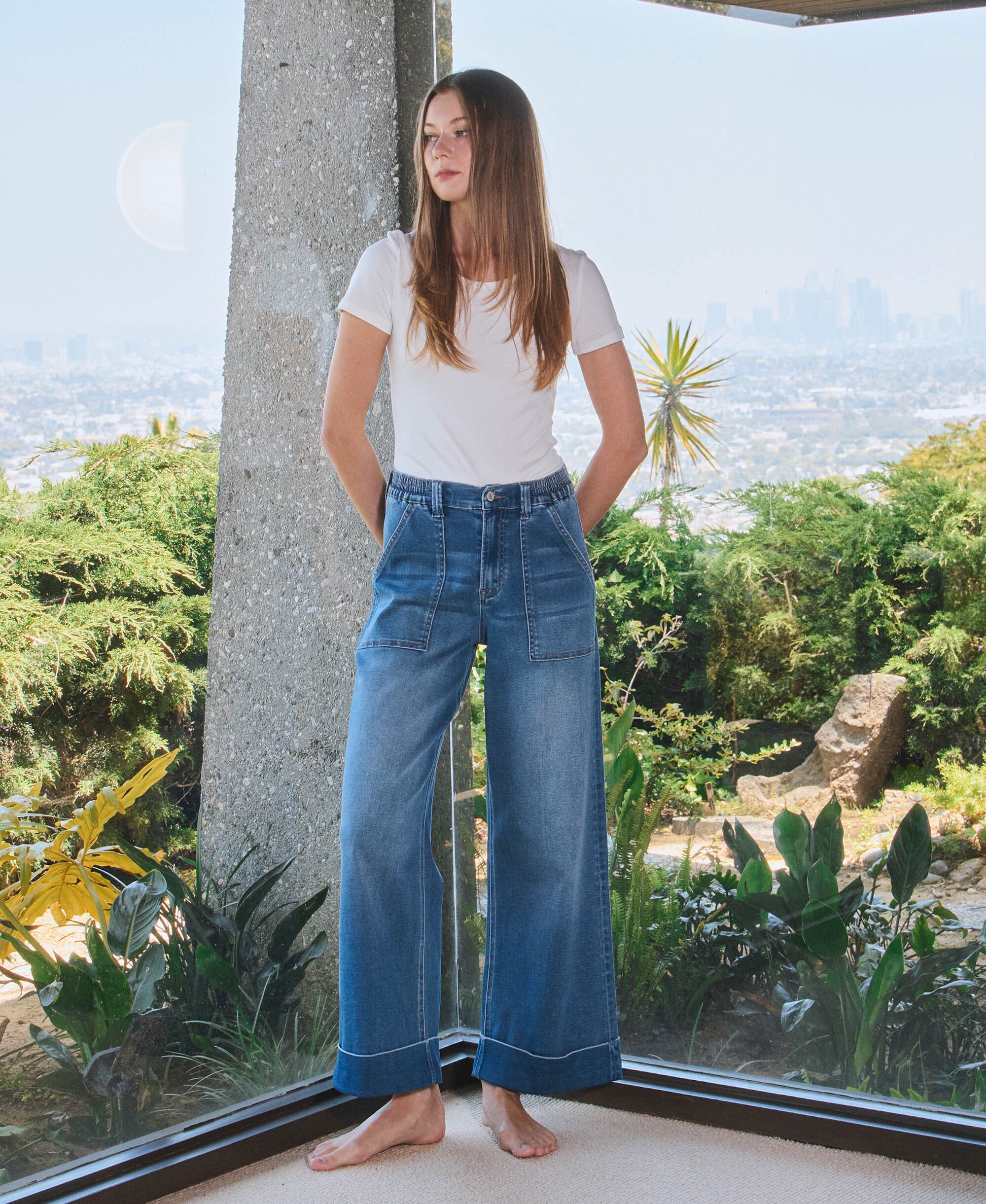 Enviably - High Rise Super Soft Cuffed Baggy Wide Leg Jeans