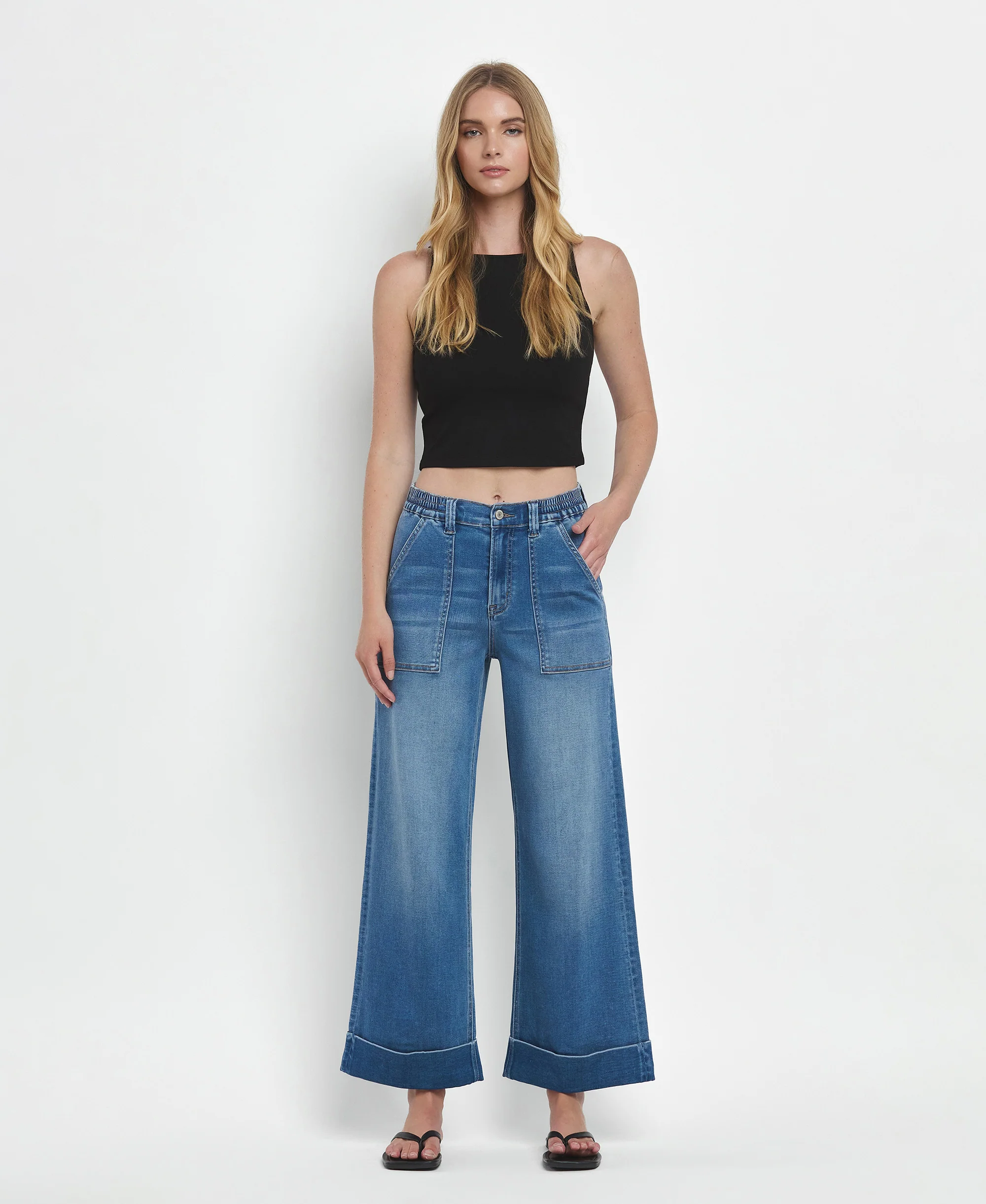 Enviably - High Rise Super Soft Cuffed Baggy Wide Leg Jeans - Image 4