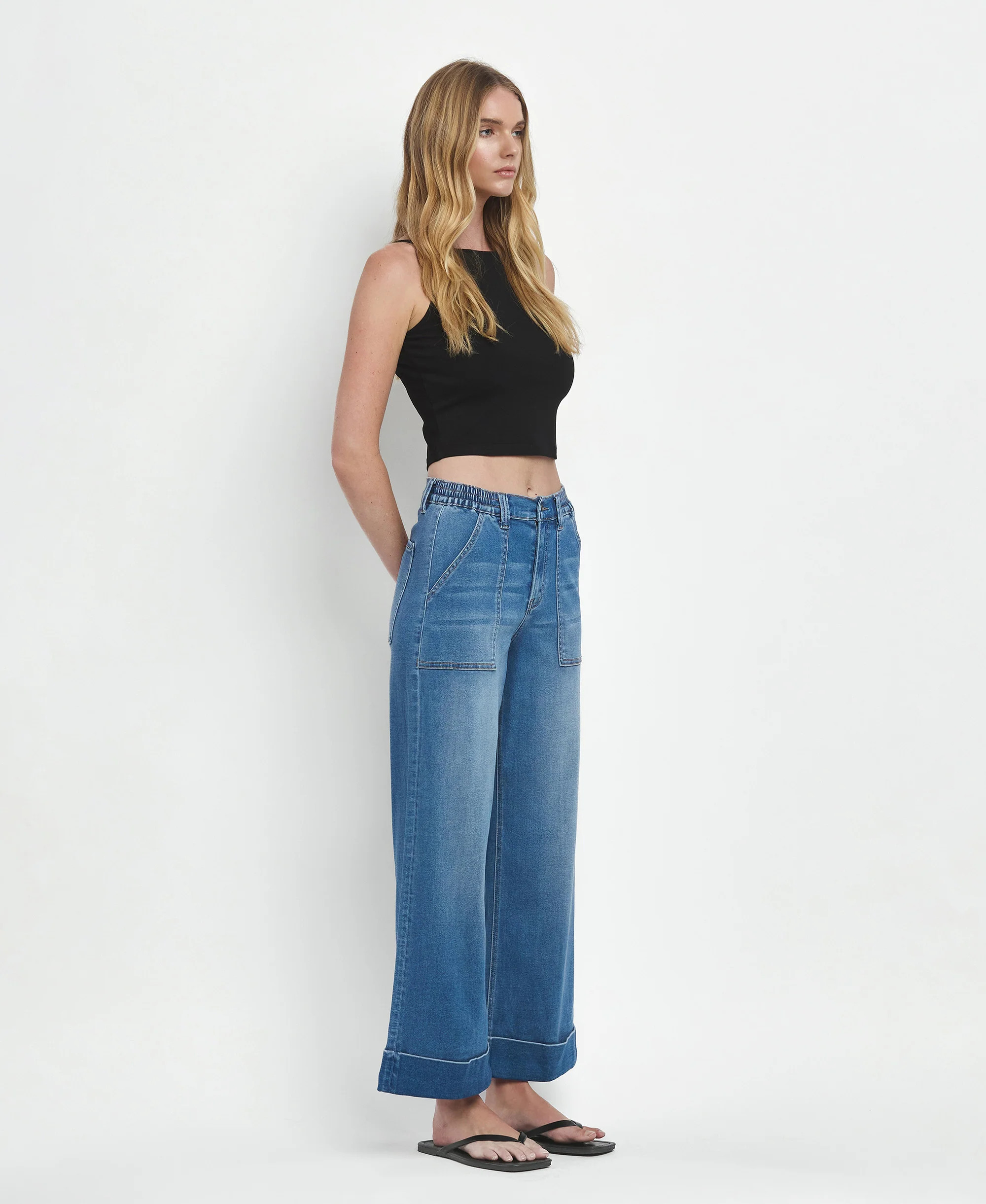 Enviably - High Rise Super Soft Cuffed Baggy Wide Leg Jeans - Image 5