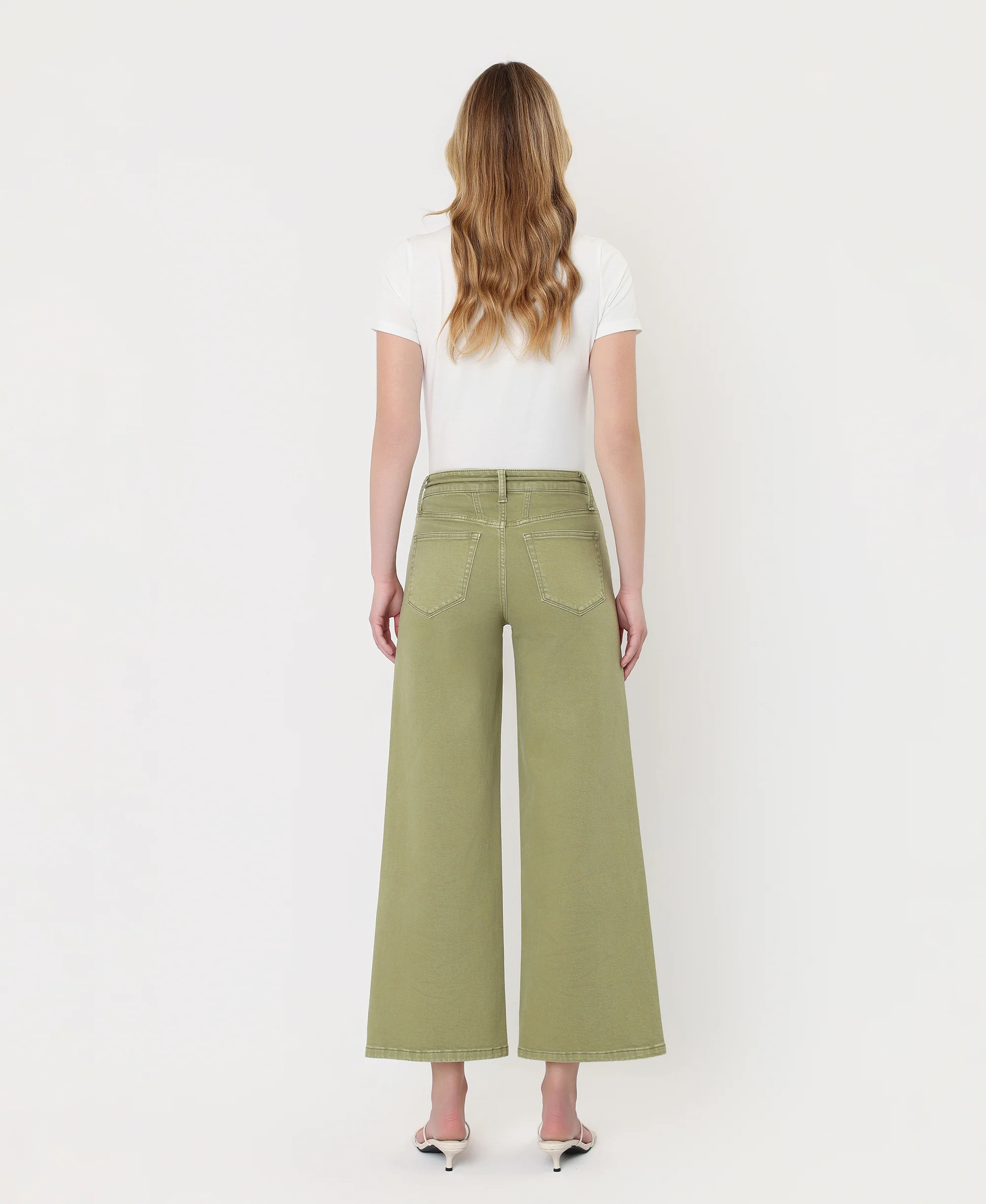 Eucalyptus - High Rise Drawstring Crop Wide Leg Jeans - Image 2