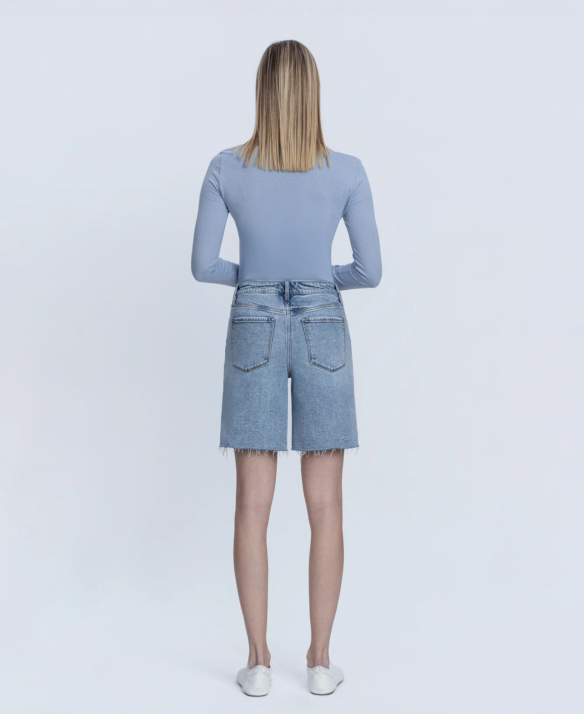 Everlasting - High Rise Raw Hem Denim Jorts - Image 2