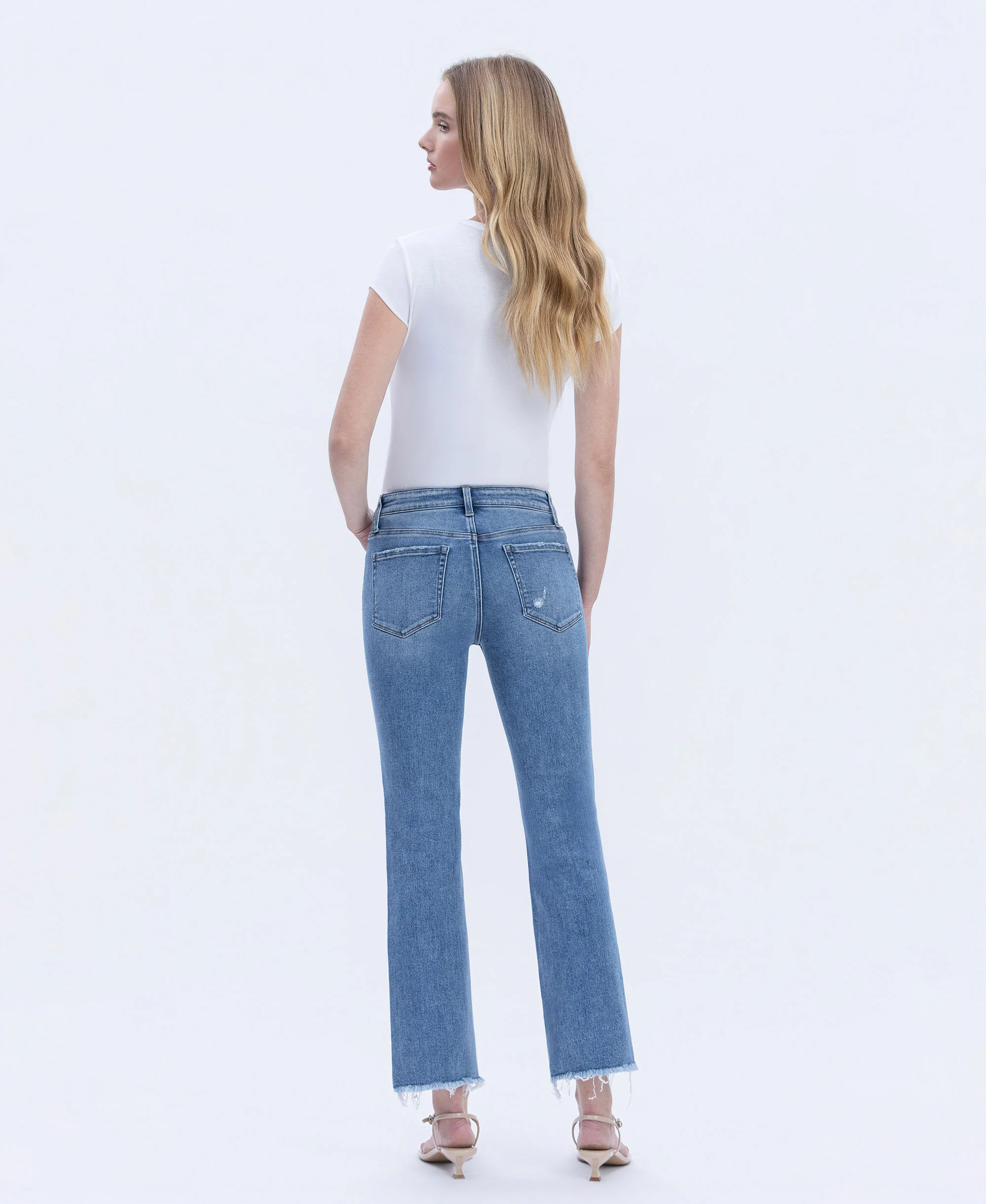 Five Steps to Heaven - Mid Rise Raw Hem Crop Straight Jeans - Image 2