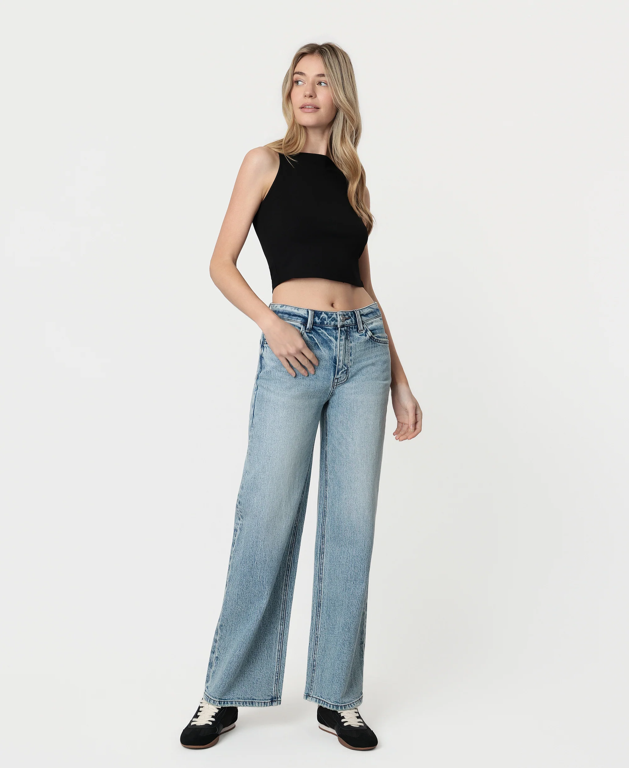 Fun Day - High Rise Full Length Tinted Wide Leg Jeans - Image 4