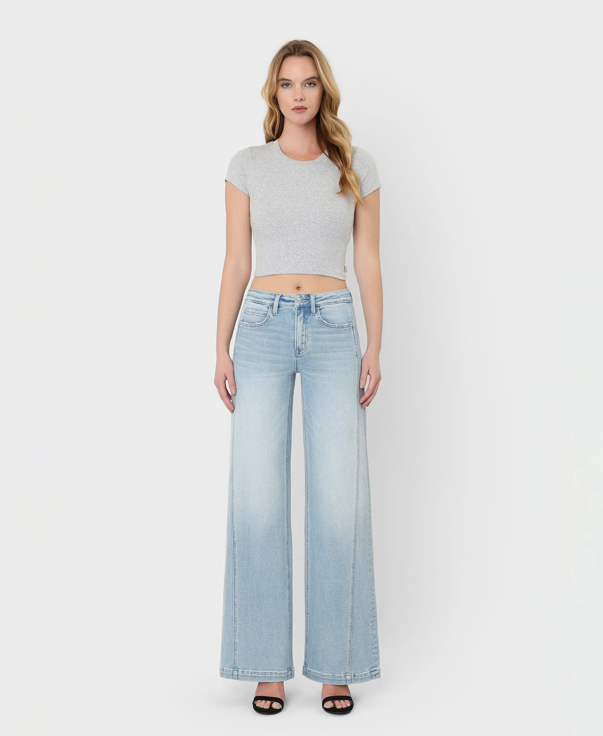 Great Rapids - High Rise Side Panel Wide Leg Jeans