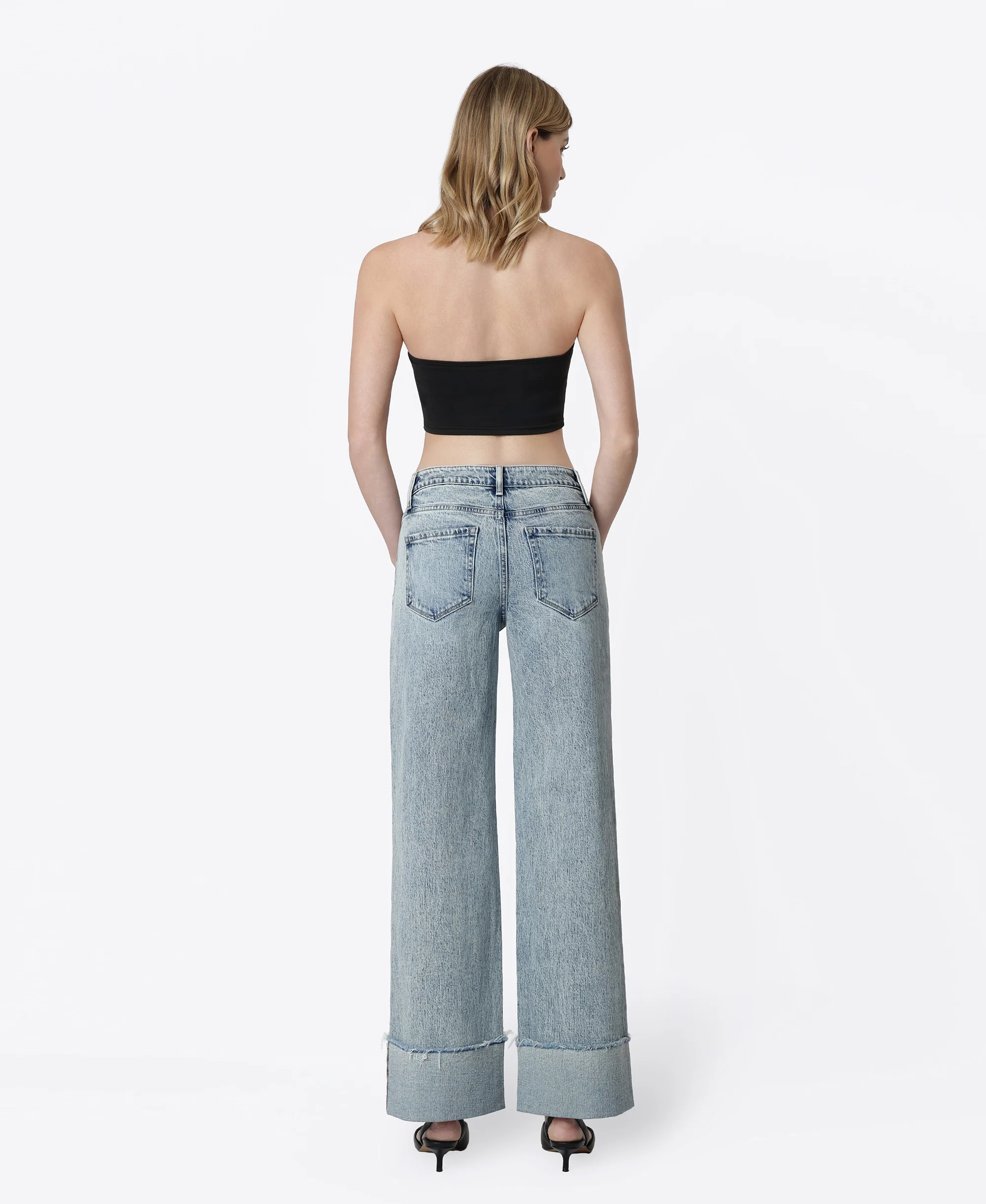 Handier - High Rise Full Length Cuffed Tinted Wide Leg Jeans - Image 2