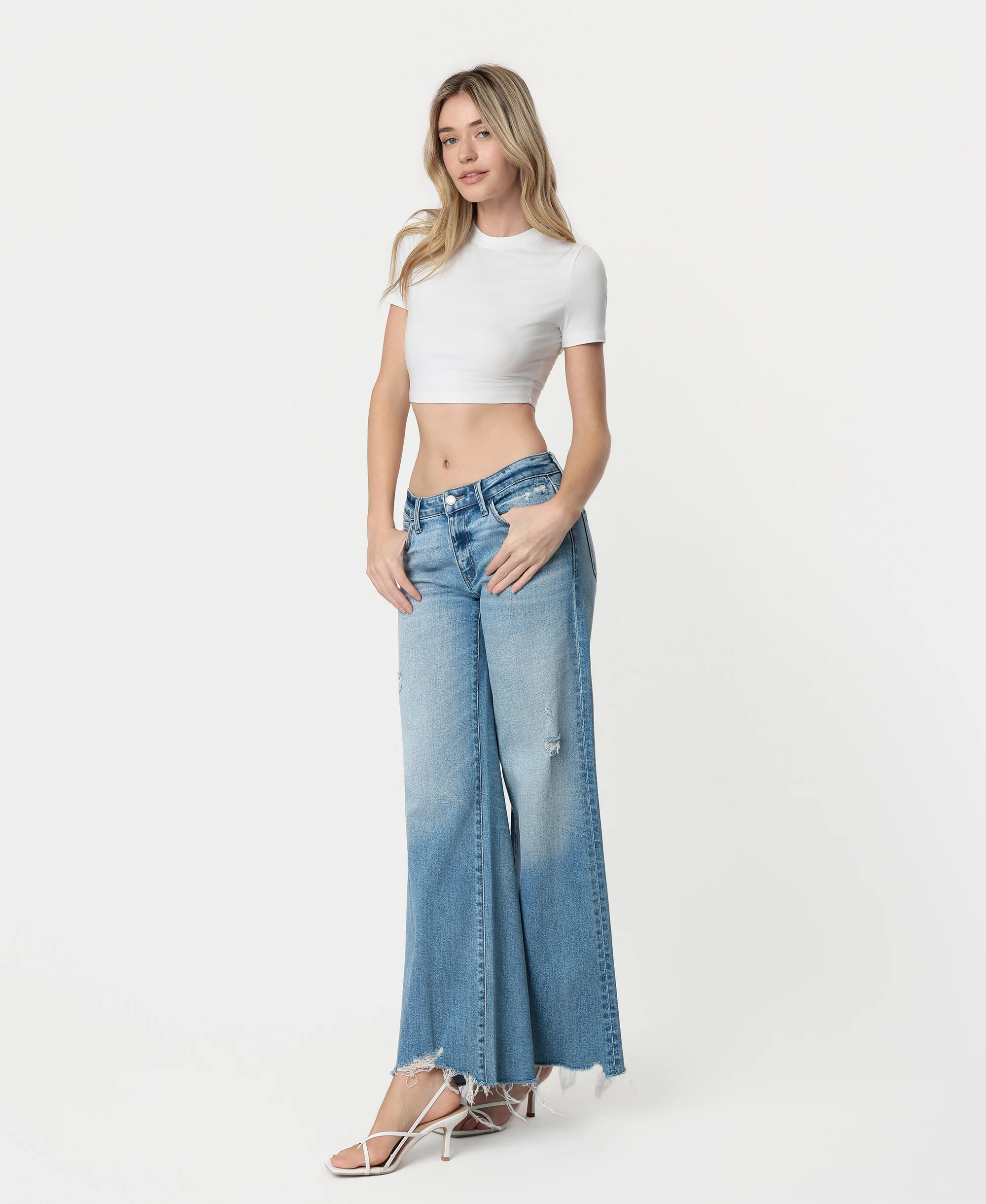 Insightful - Low Rise Tinted Wide Flare Jeans - Image 3