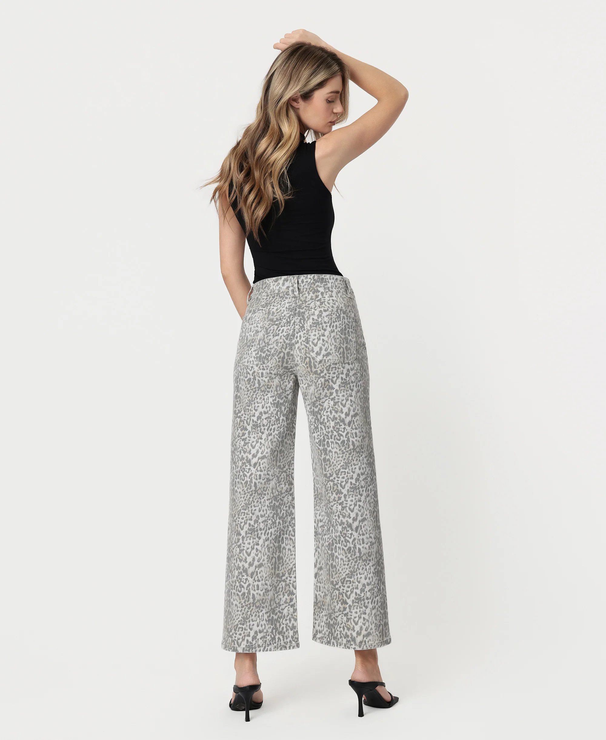 Leopard - High Rise Patch Pocket Baggy Wide Leg Jeans - Image 2