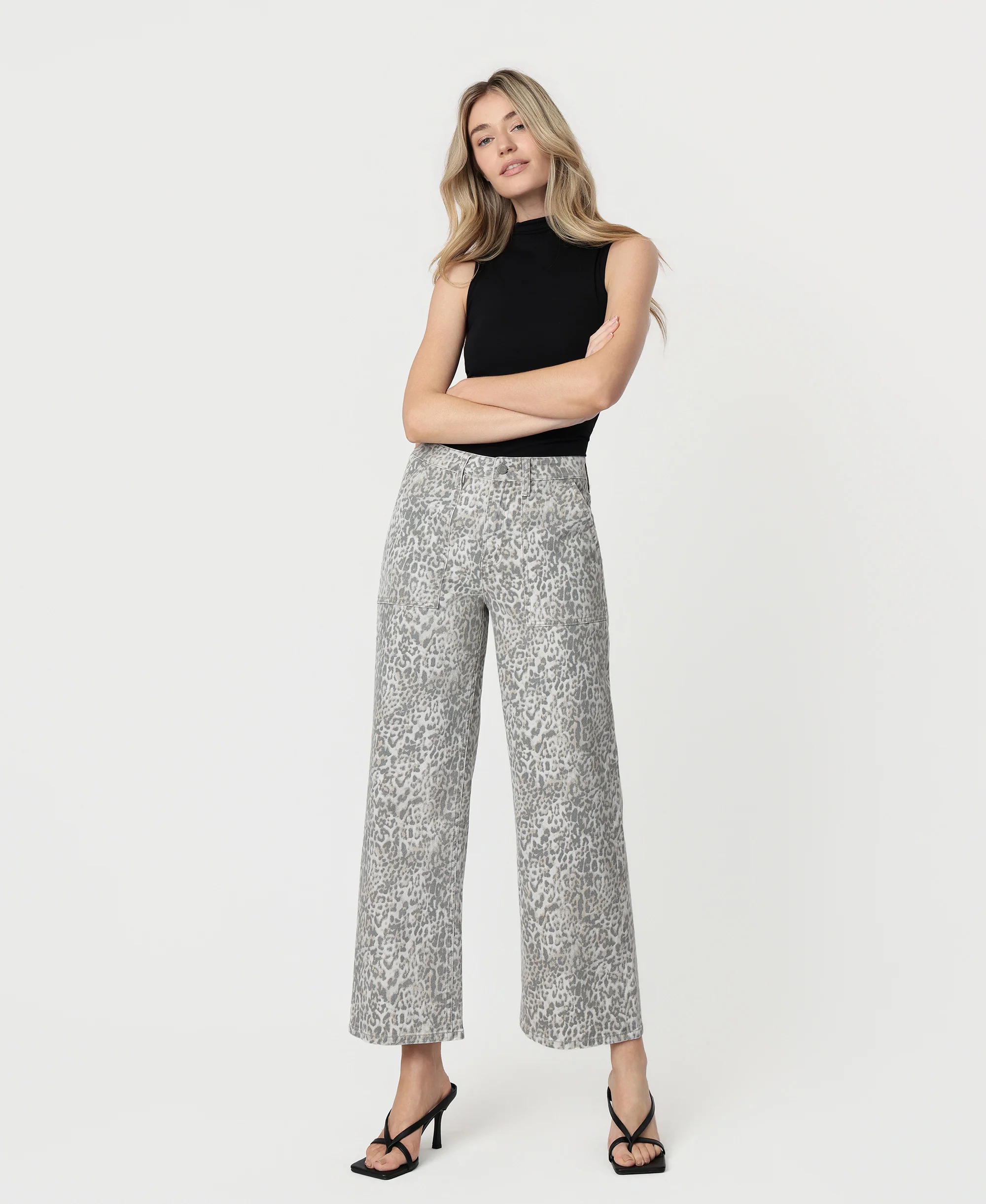 Leopard - High Rise Patch Pocket Baggy Wide Leg Jeans - Image 4