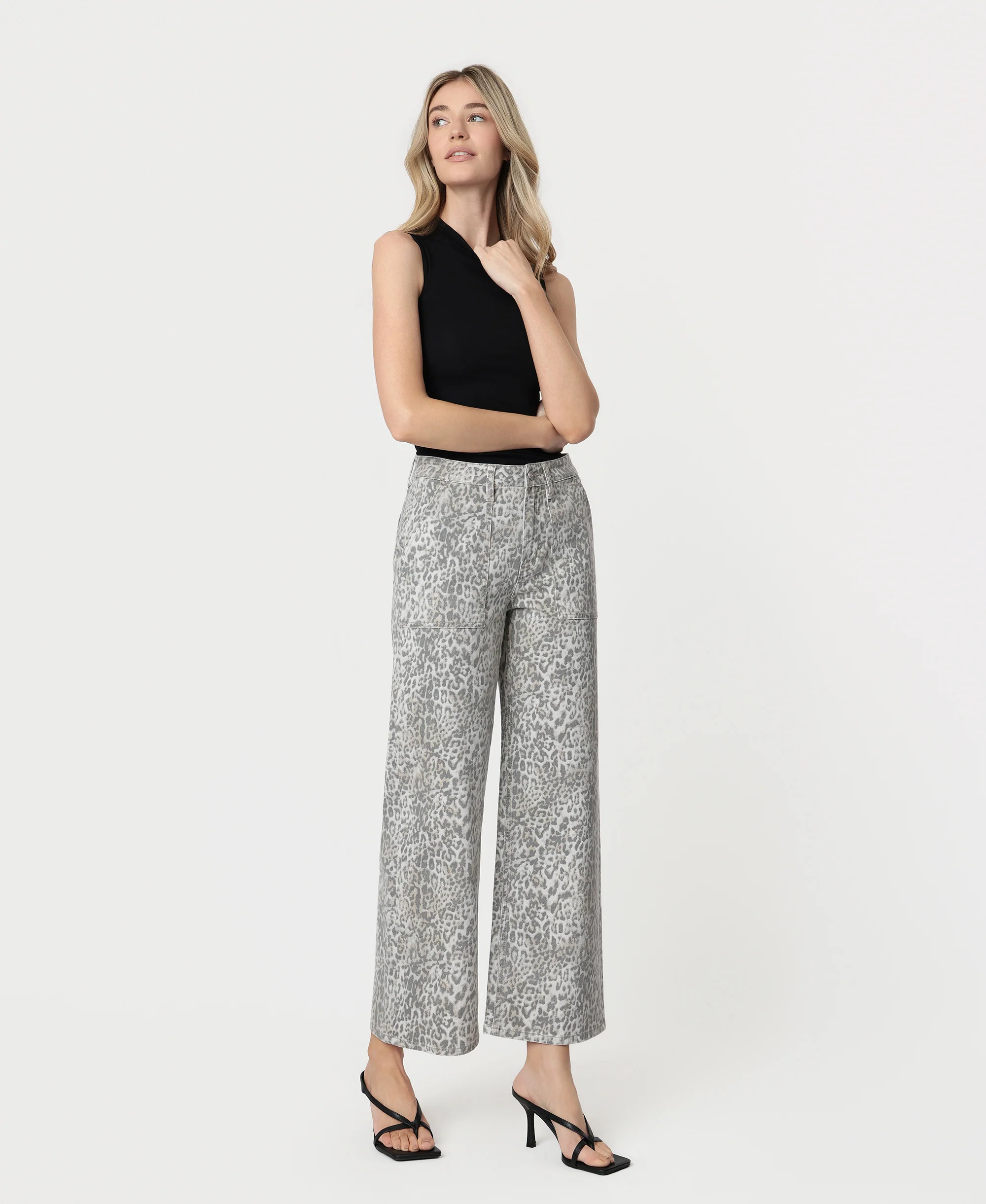 Leopard - High Rise Patch Pocket Baggy Wide Leg Jeans - Image 5