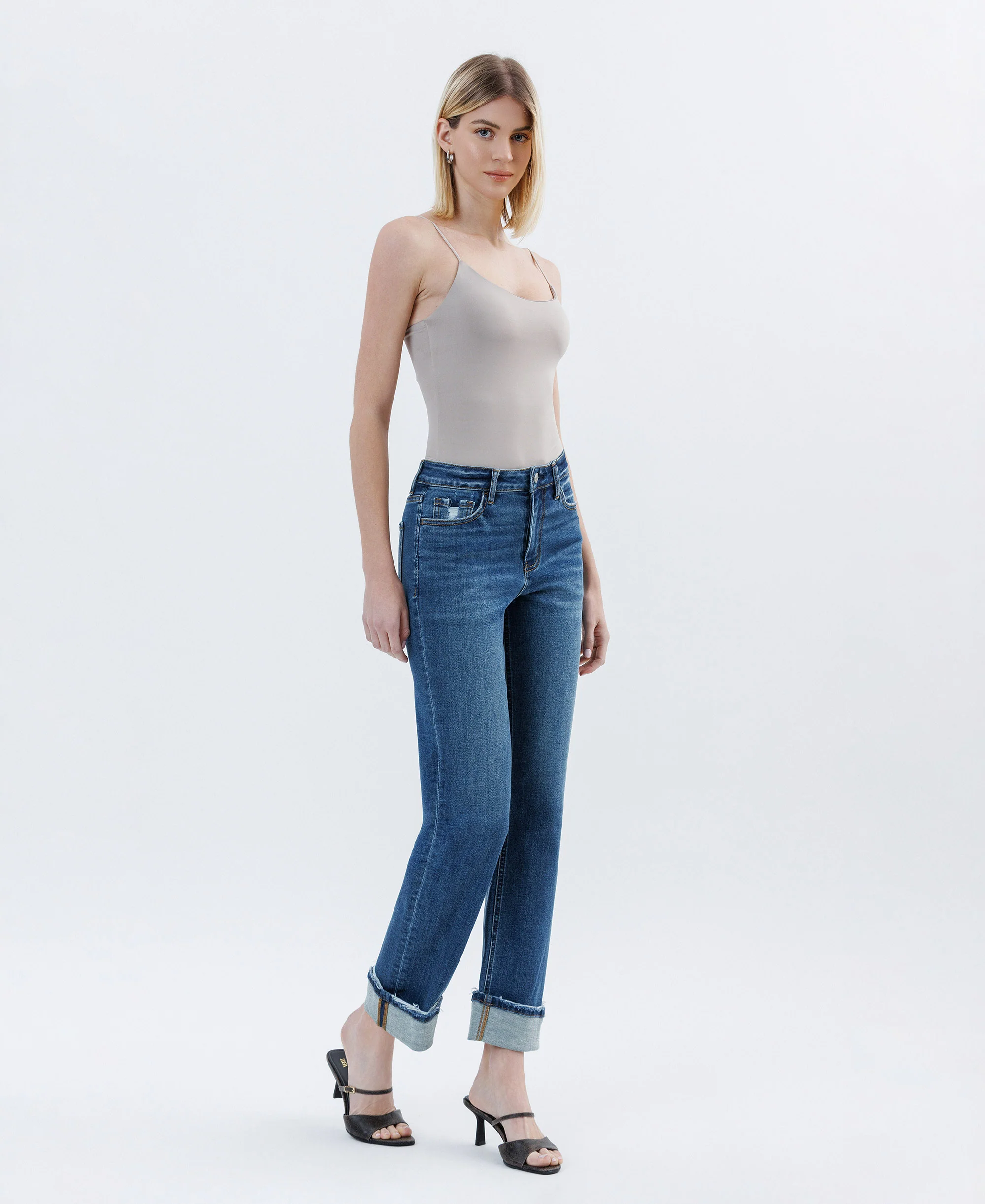 Nico - High Rise Cuffed Straight Jeans - Image 4