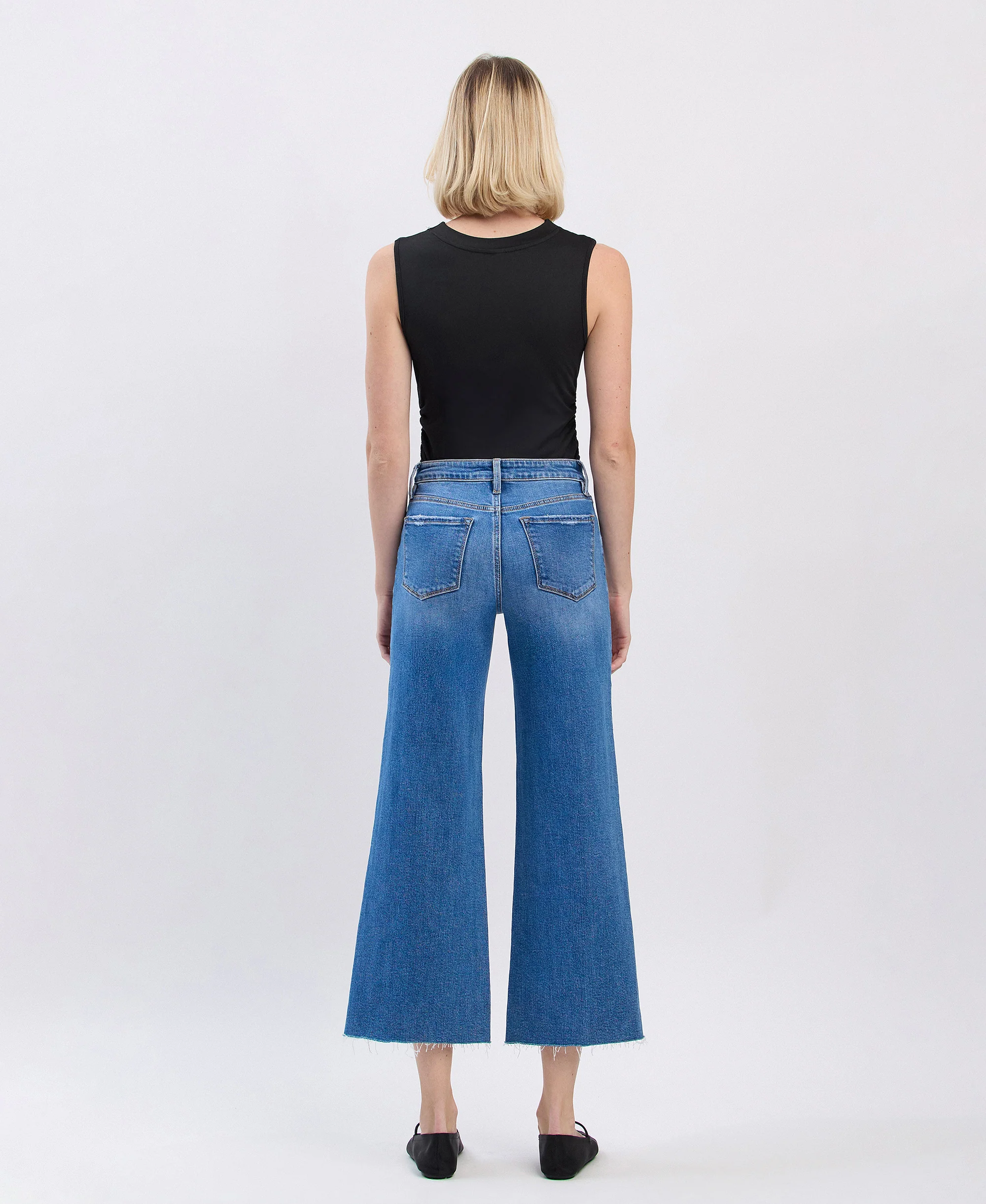 Punctual - High Rise Raw Hem Twist Wide Leg Jeans - Image 2