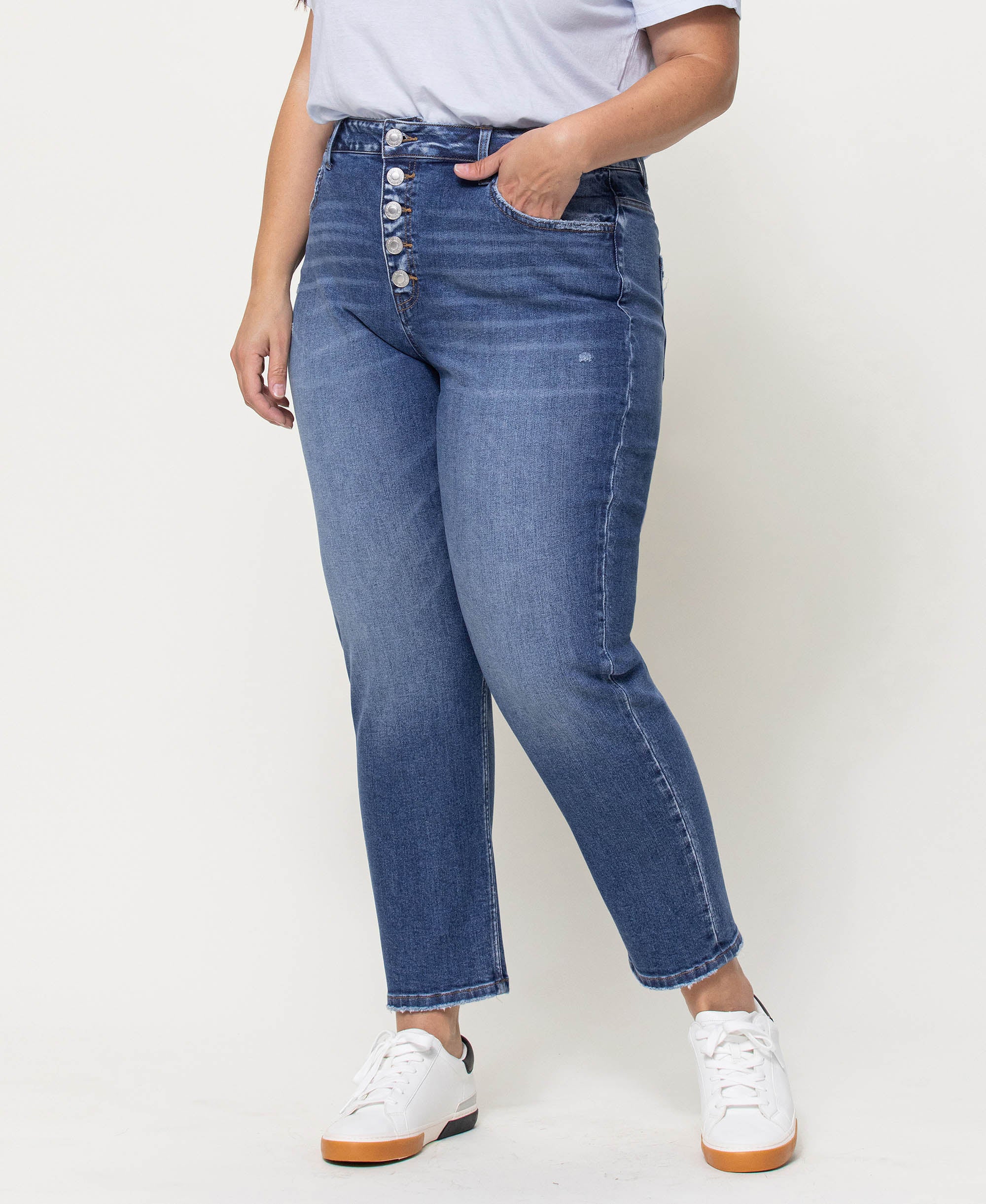 Rivers - Plus Button Up Stretch Mom Jeans - Image 3