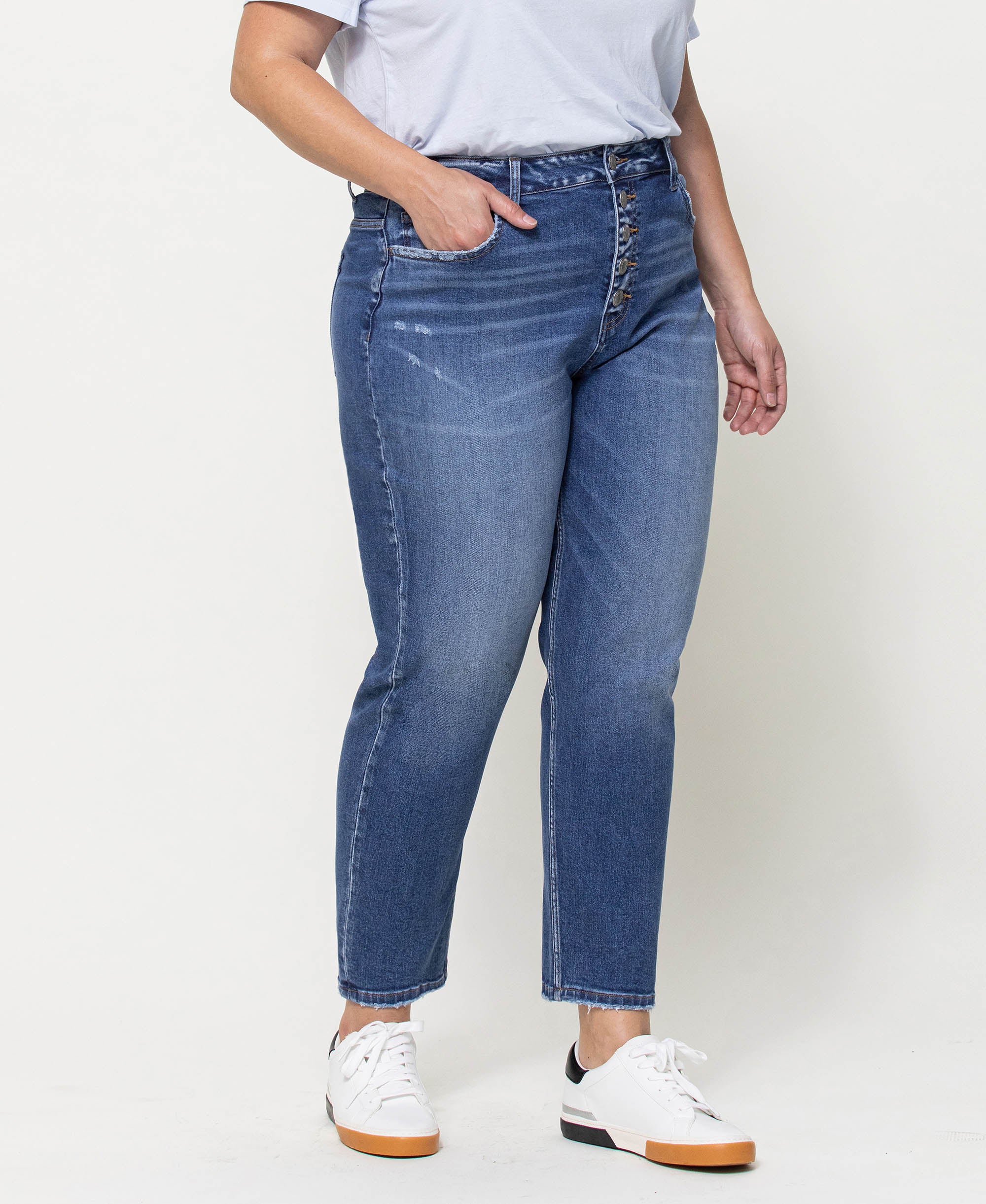 Rivers - Plus Button Up Stretch Mom Jeans - Image 4