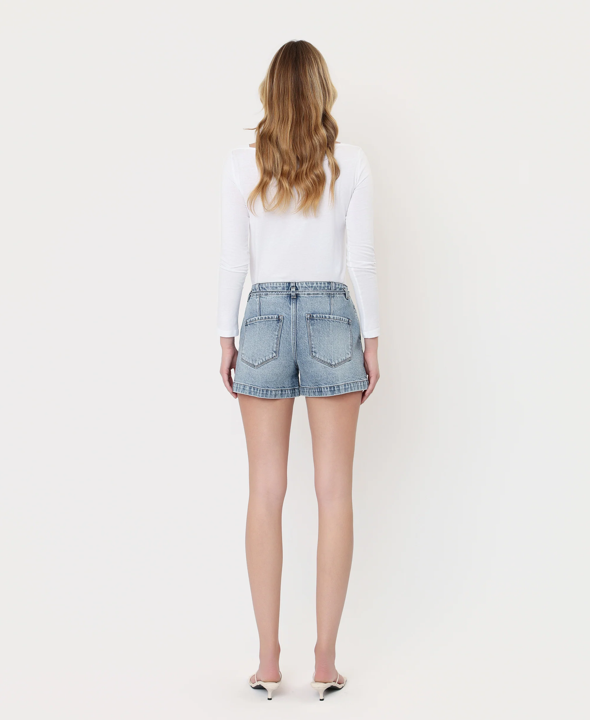 Satiate - High Rise Waist Tie Denim Shorts - Image 2