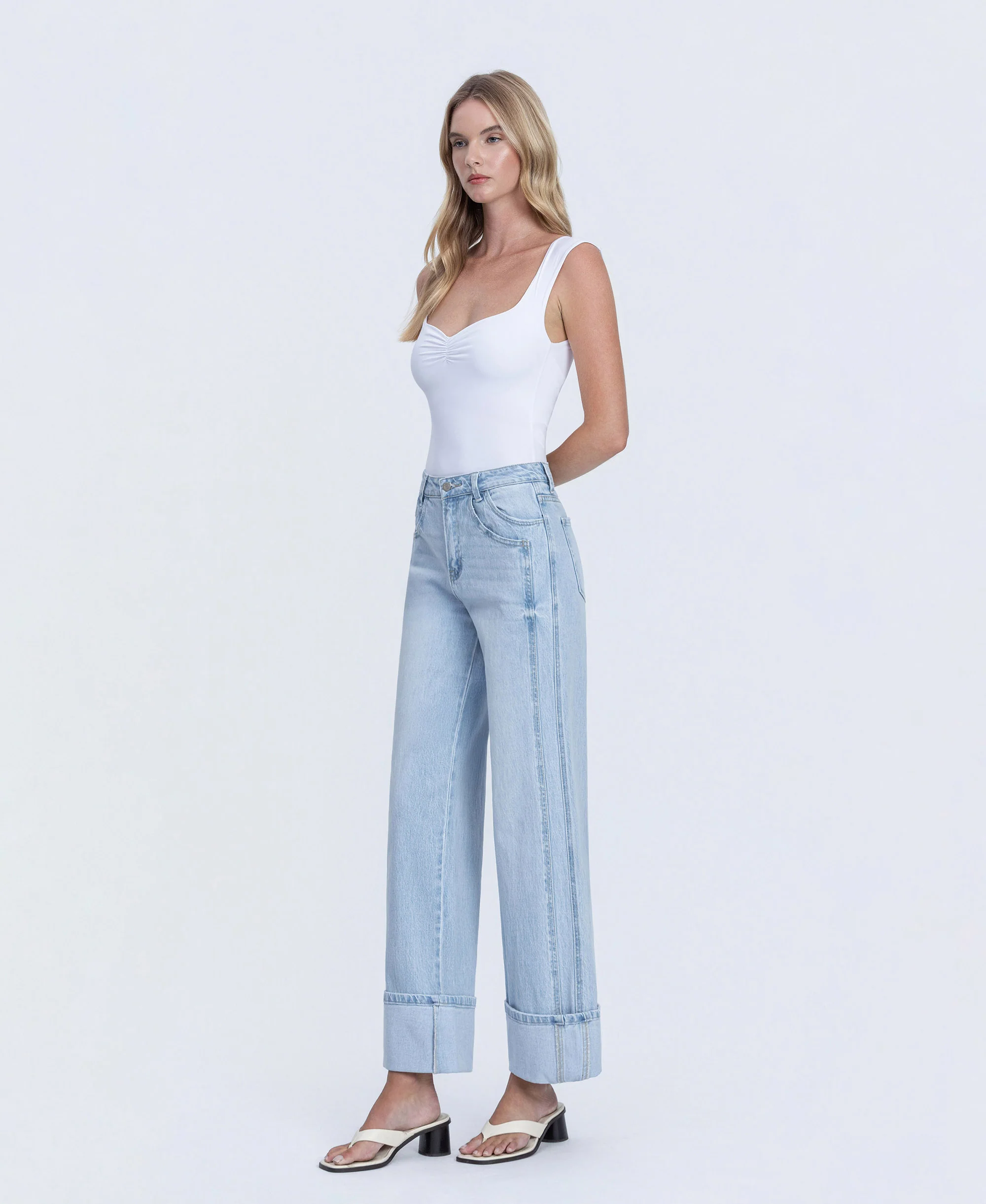 Streamlined - Super High Rise Cuffed Baggy Wide Leg Jeans - Image 3