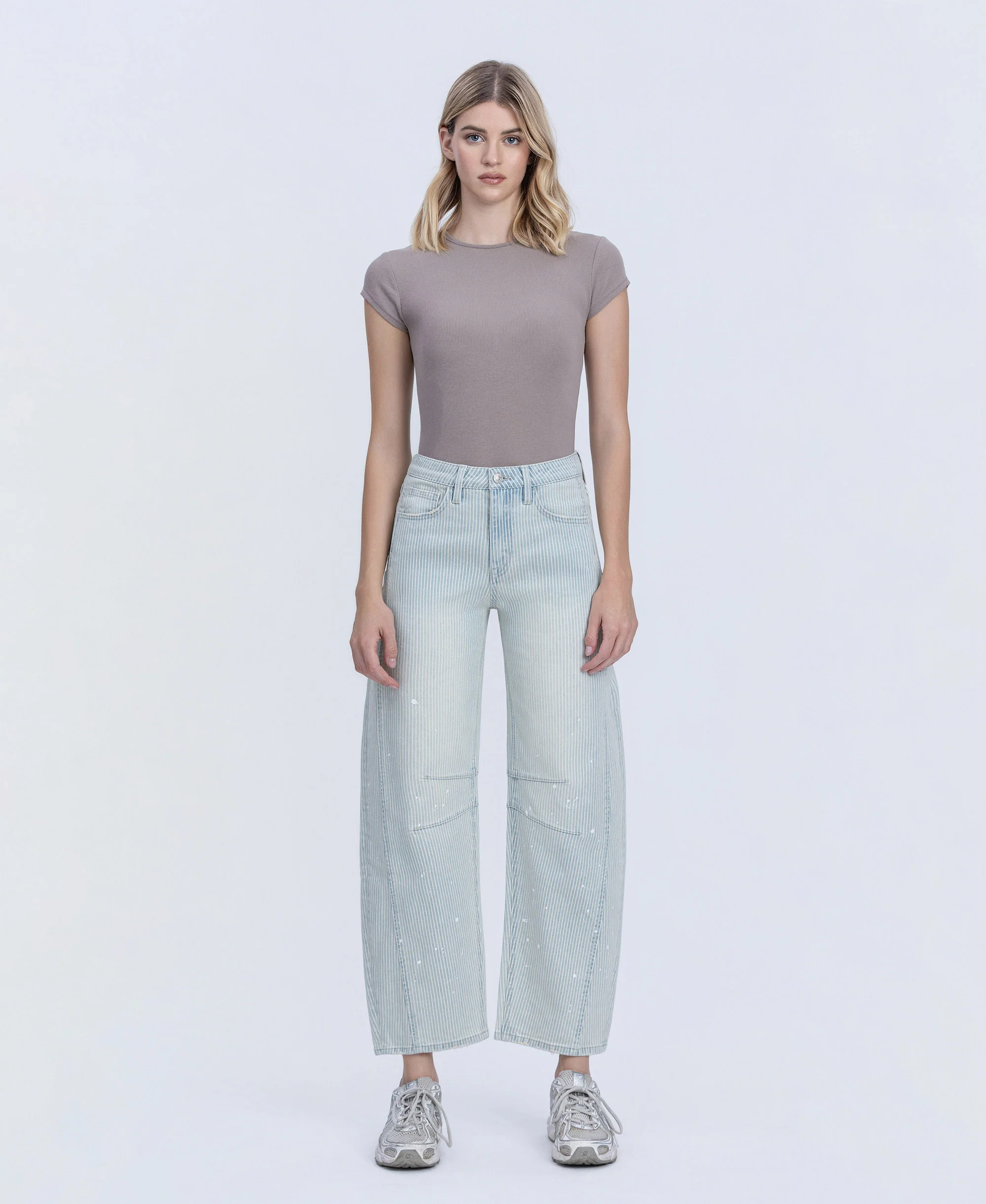 Stripe - High Rise Paint Splash Tinted Barrel Jeans