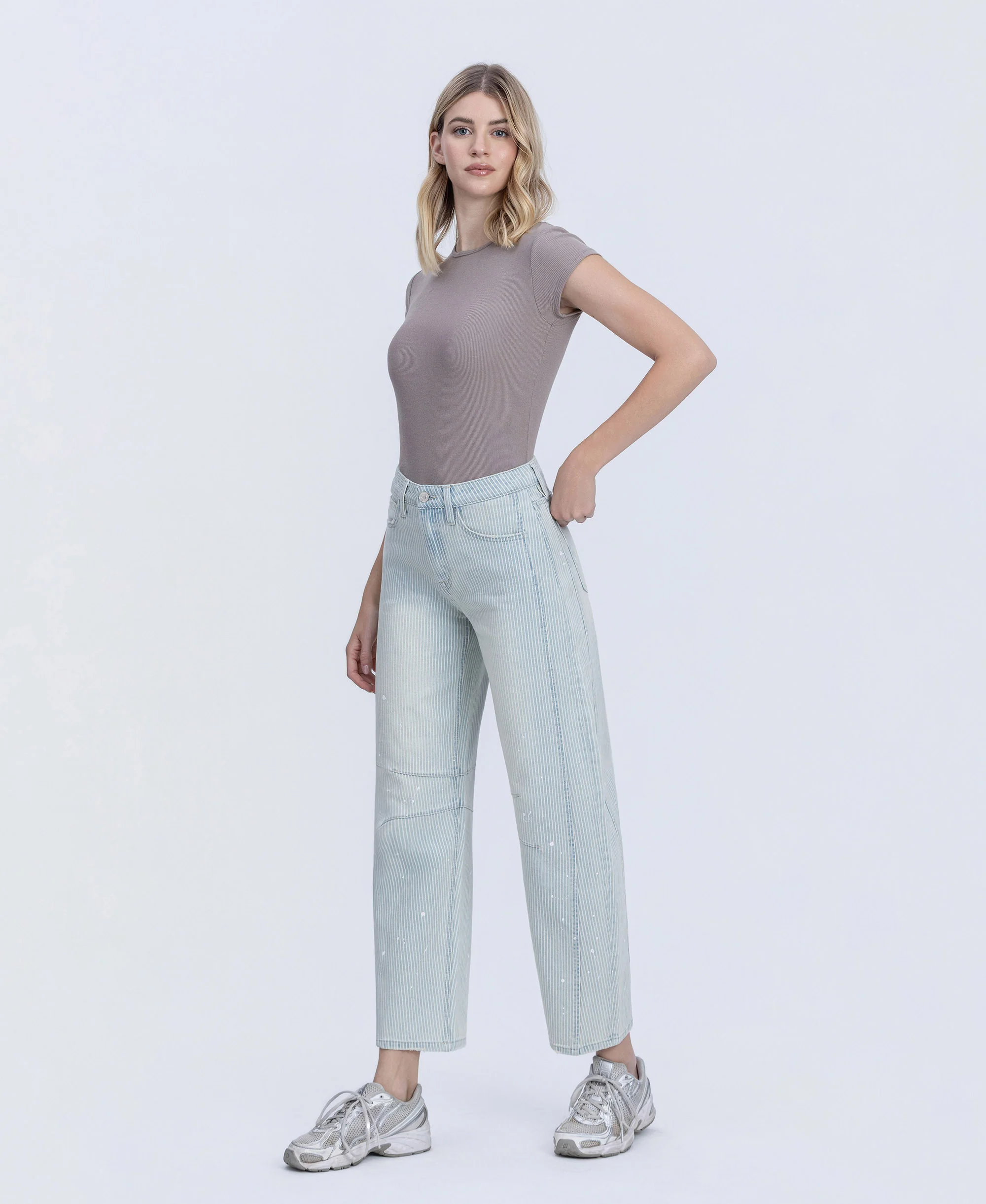 Stripe - High Rise Paint Splash Tinted Barrel Jeans - Image 3