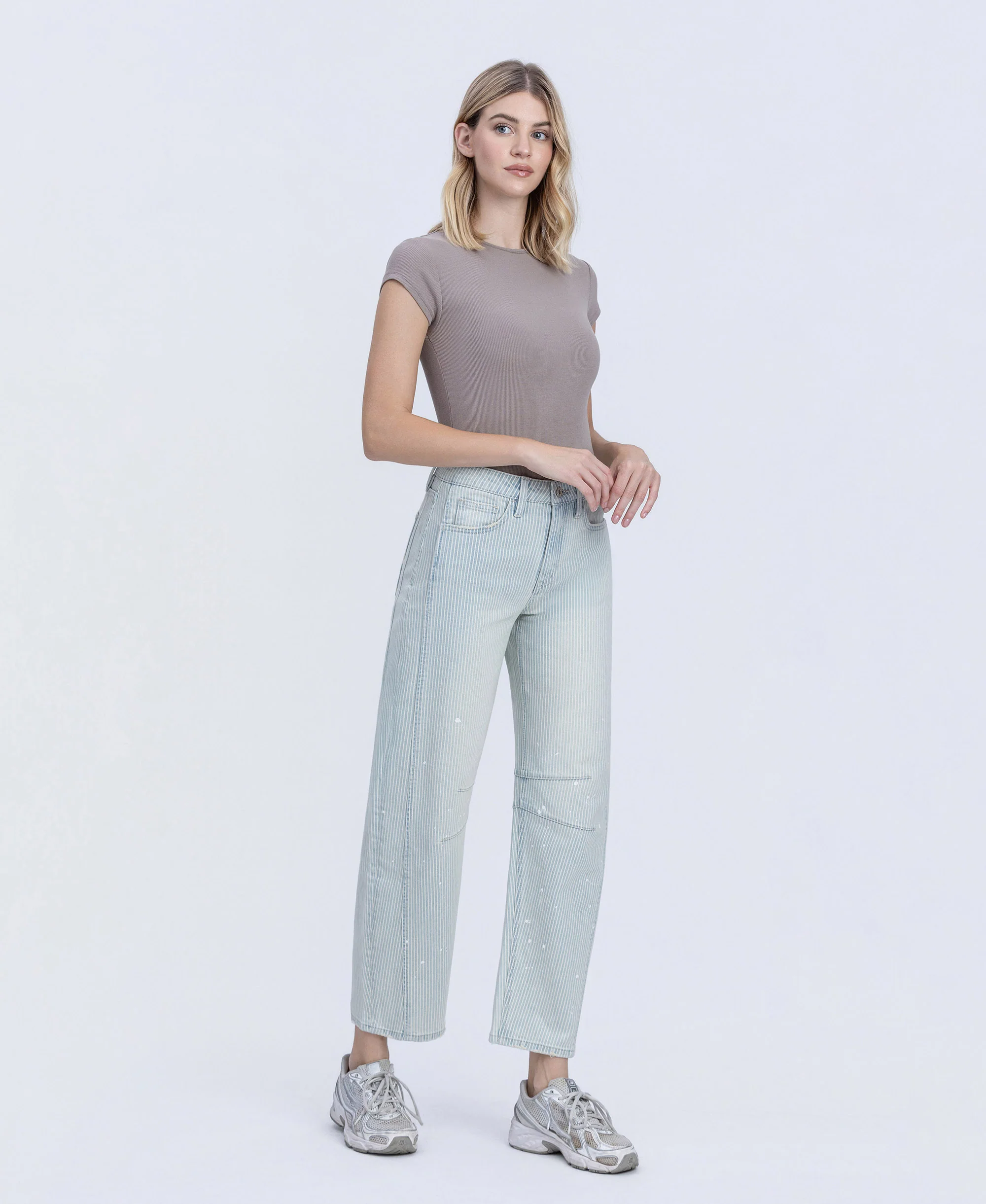 Stripe - High Rise Paint Splash Tinted Barrel Jeans - Image 4