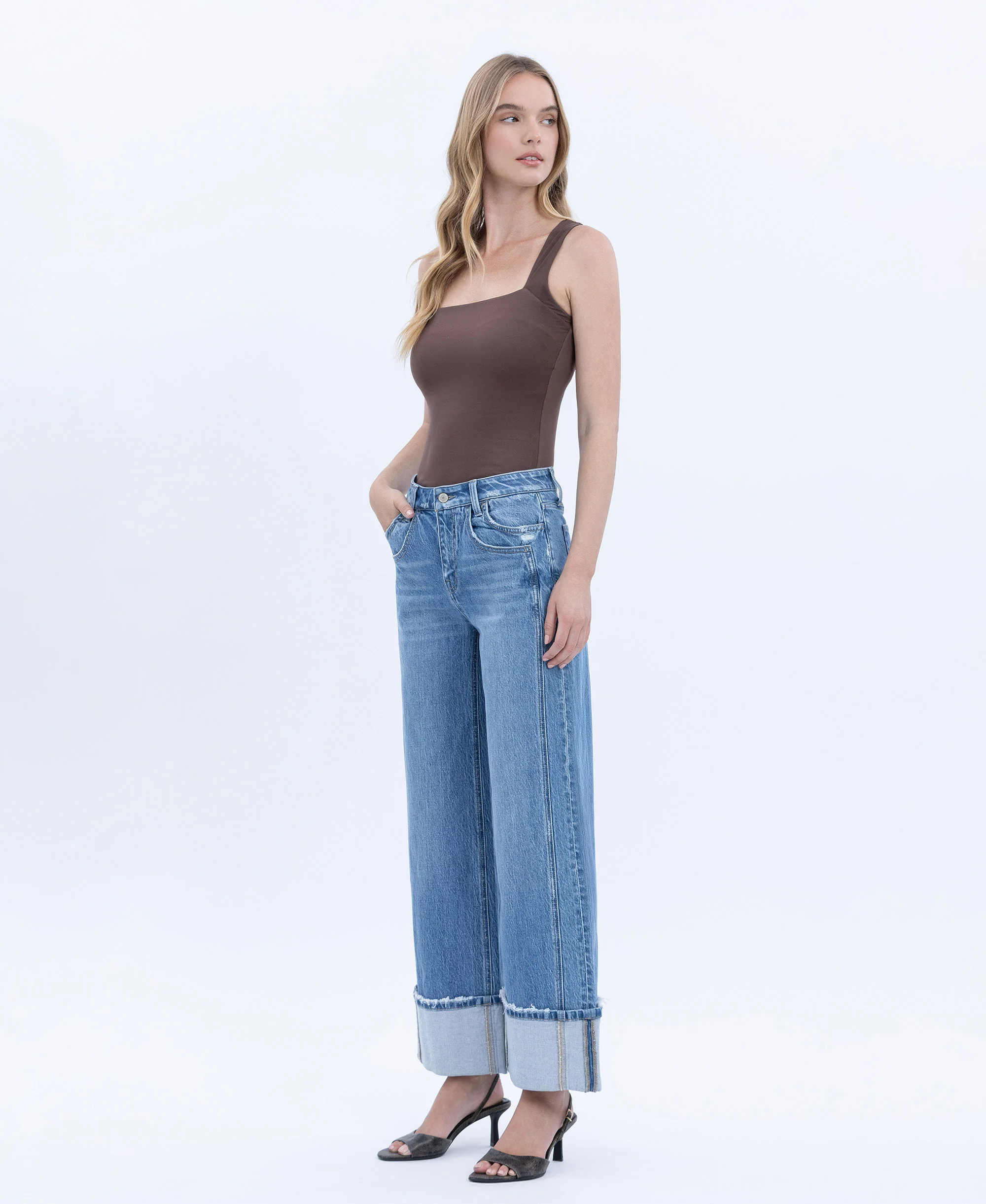 Verdant Sephyr - High Rise Cuffed Baggy Wide Leg Jeans - Image 3