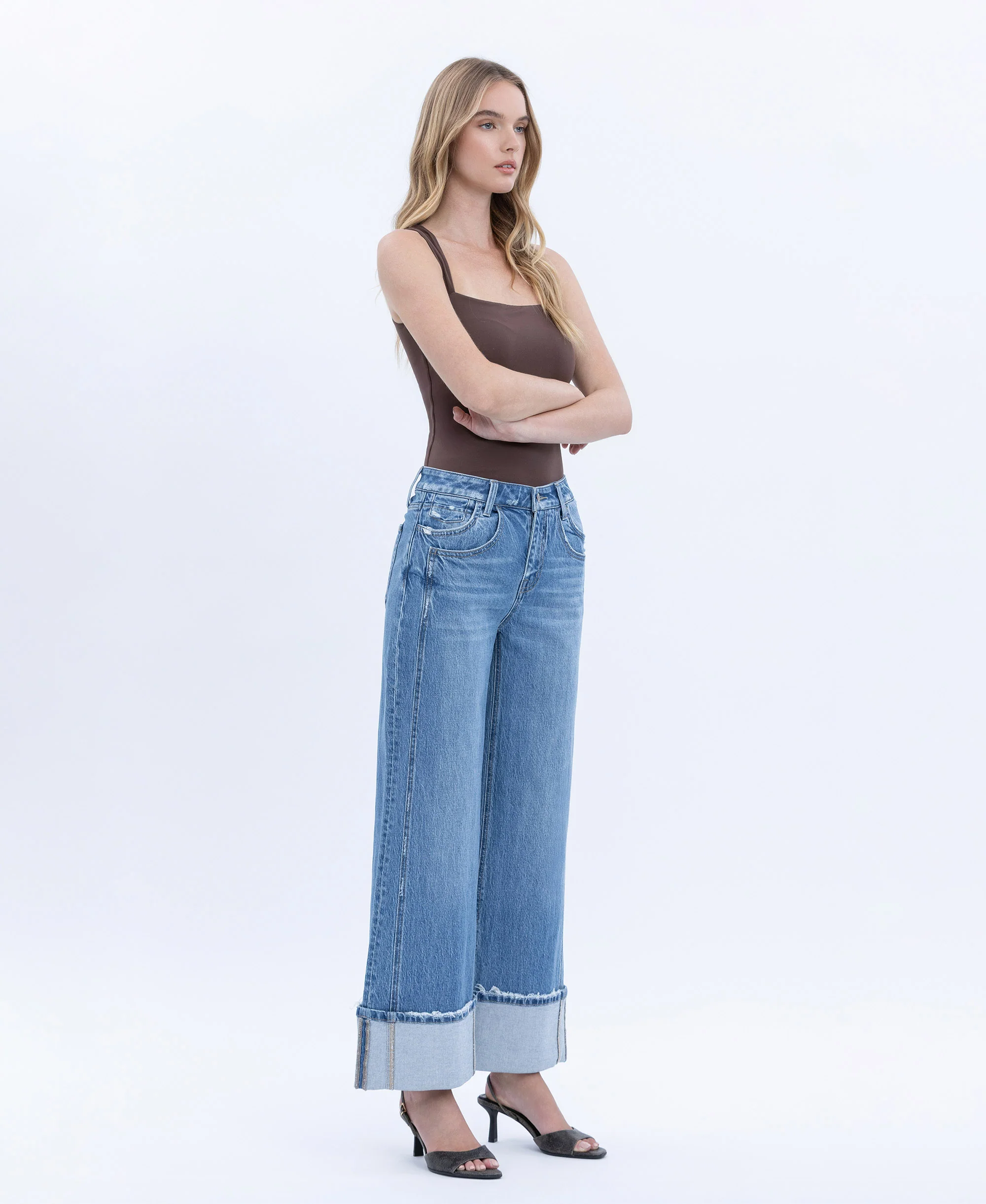 Verdant Sephyr - High Rise Cuffed Baggy Wide Leg Jeans - Image 4